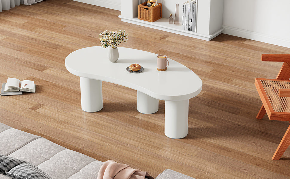 Logidon Witte halve maan salontafel 107x57x40,5 cm MDF en PVC