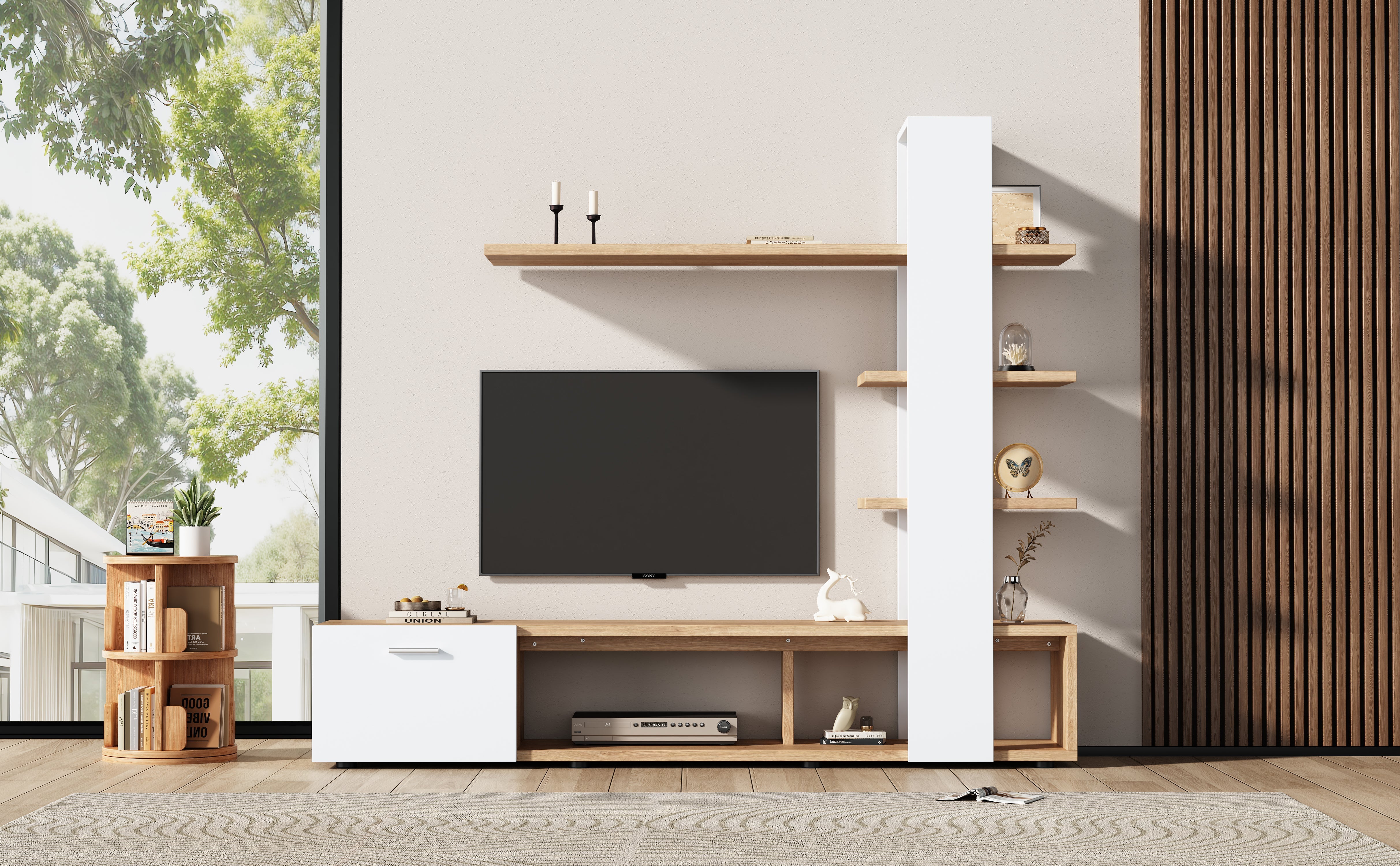 Logidon Home TV wandmeubel eiken wit 180x33,5x151,5 cm
