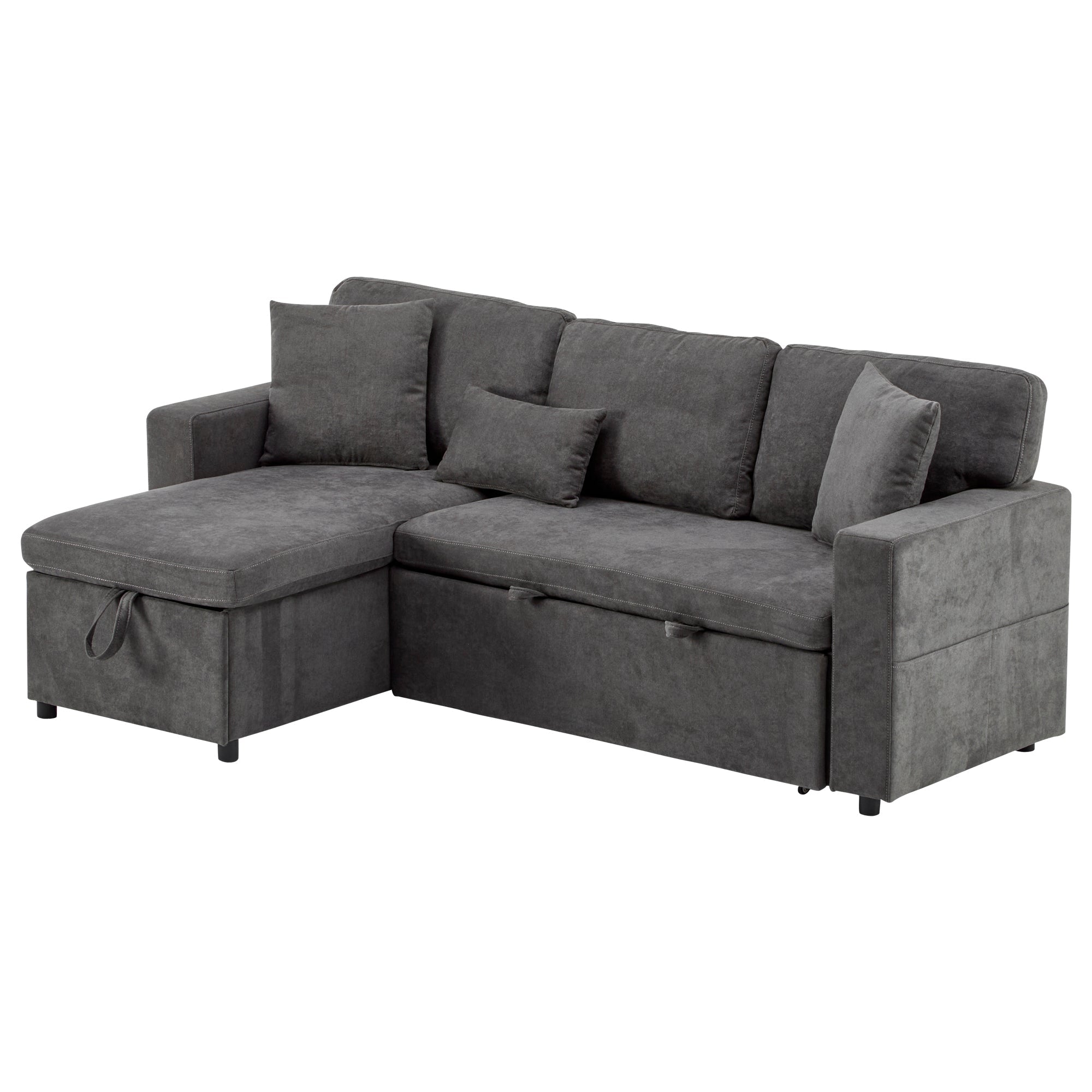 Logidon Corner Sofa Gray Extendable Bed With Bed Box Shelf 214x131