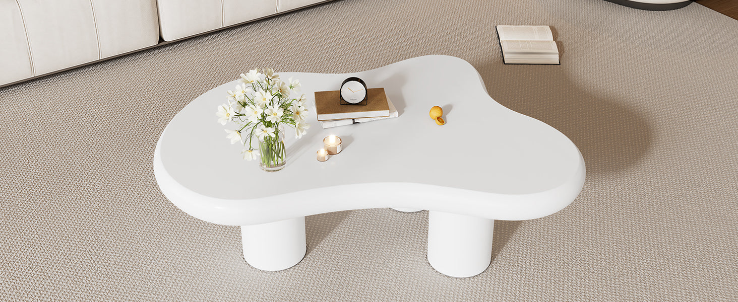 Logidon wolkvormige salontafel wit 97x67x32 cm MDF gelakt oppervlak