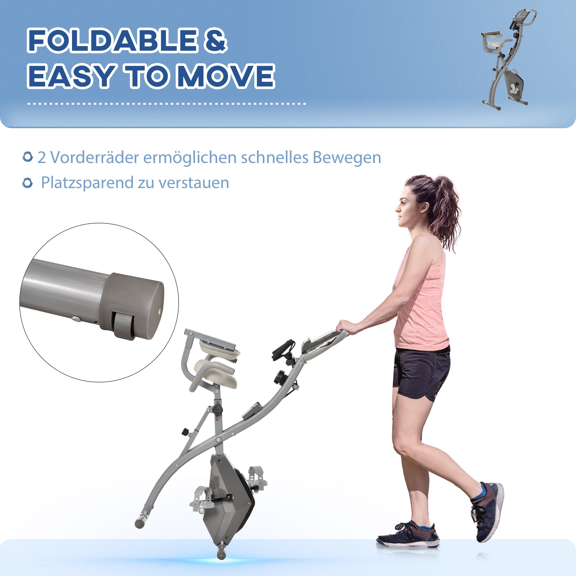 Logidon HOMCOM X-Bike 2-in-1 fietstrainer Opvouwbaar grijs LCD-display