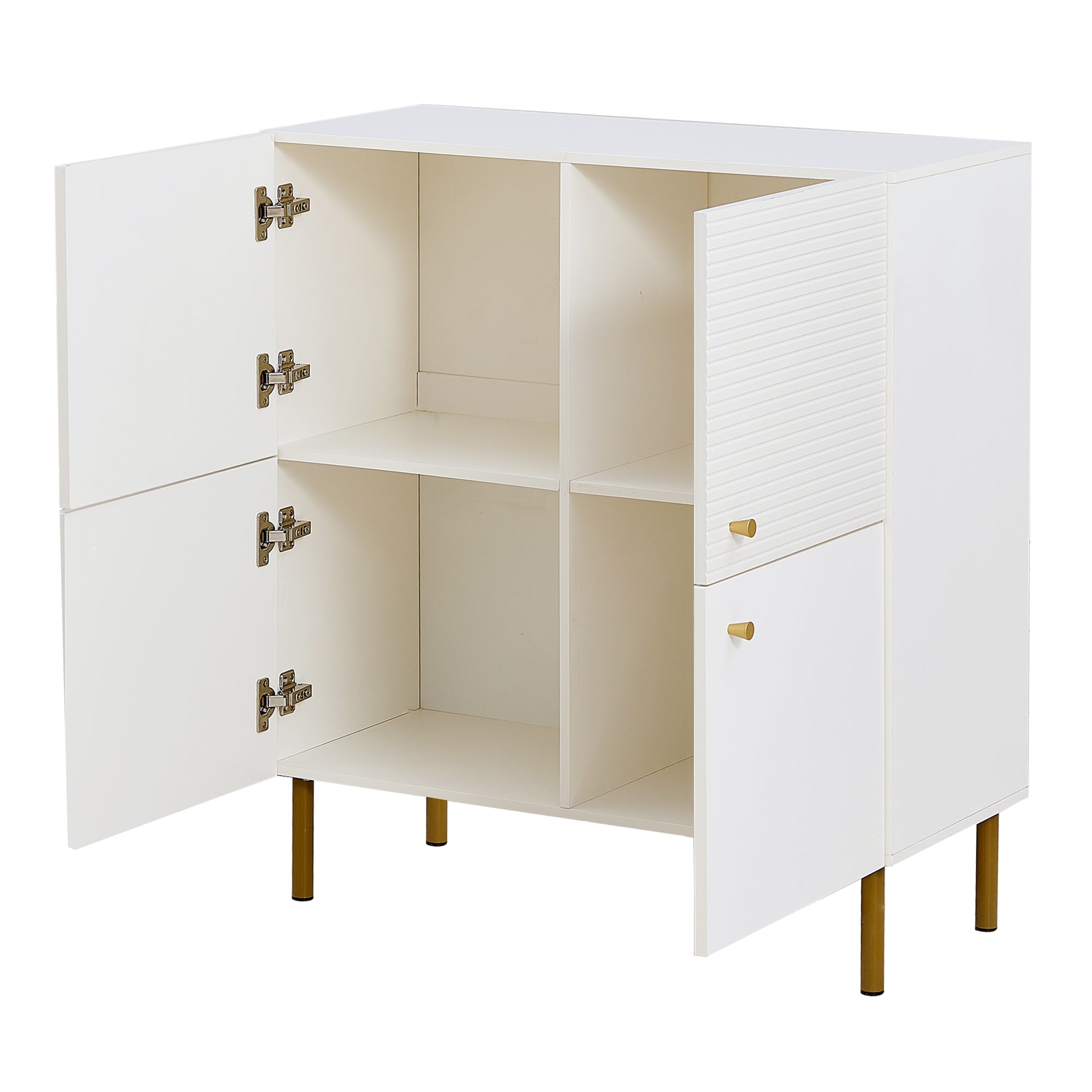 Logidon Wit MDF dressoir 80x36x90 cm zinken handvat stalen poten