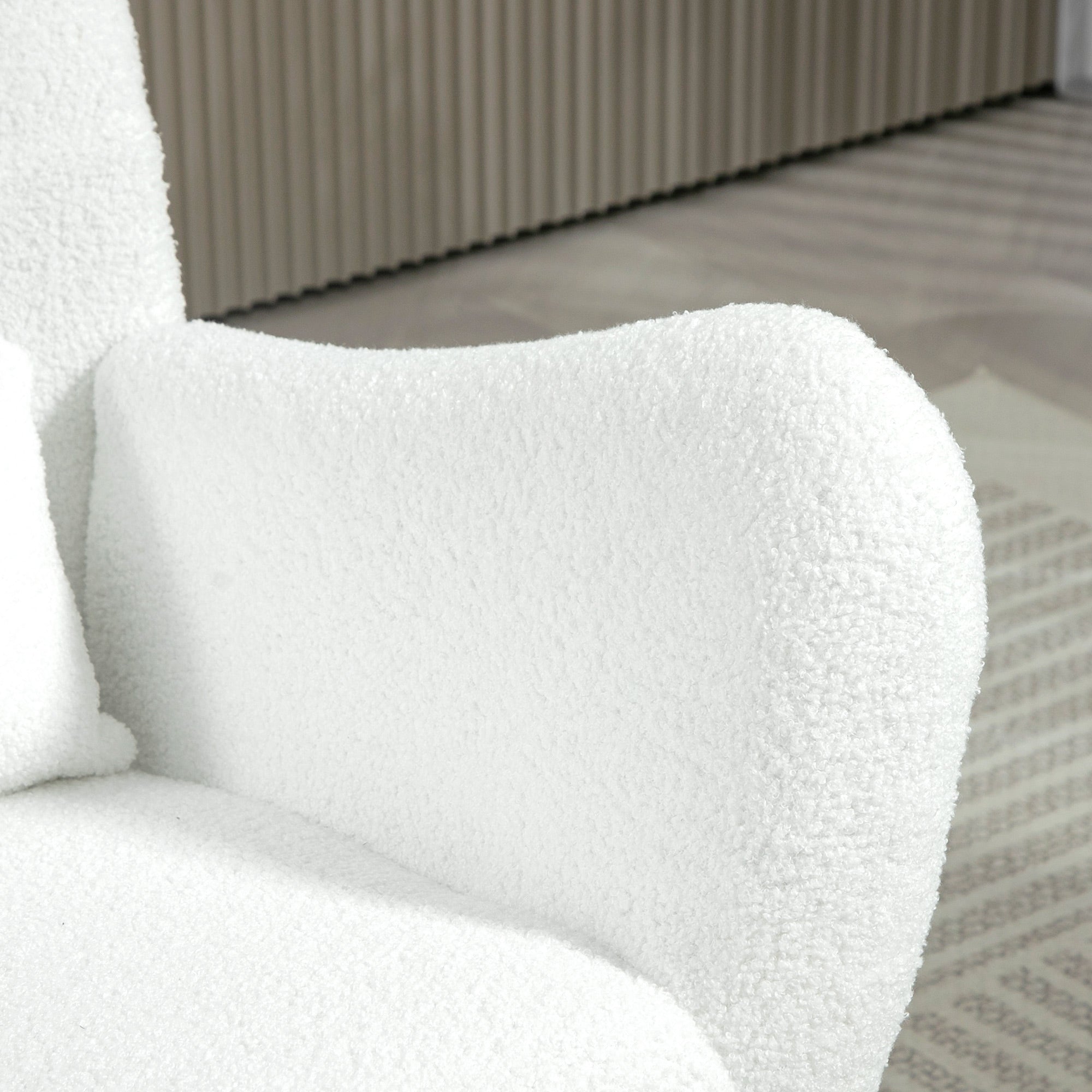 Logidon schommelstoel teddystof wit fluweel - relaxstoel 95x67 cm