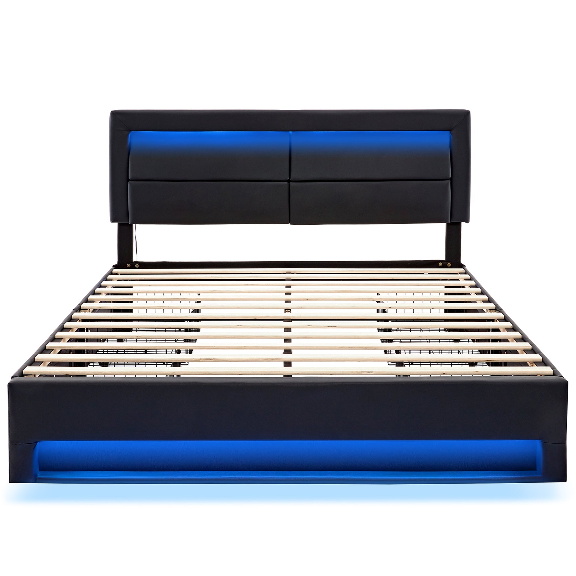 Logidon bed 140x190 cm met USB LED 4 lades zwart