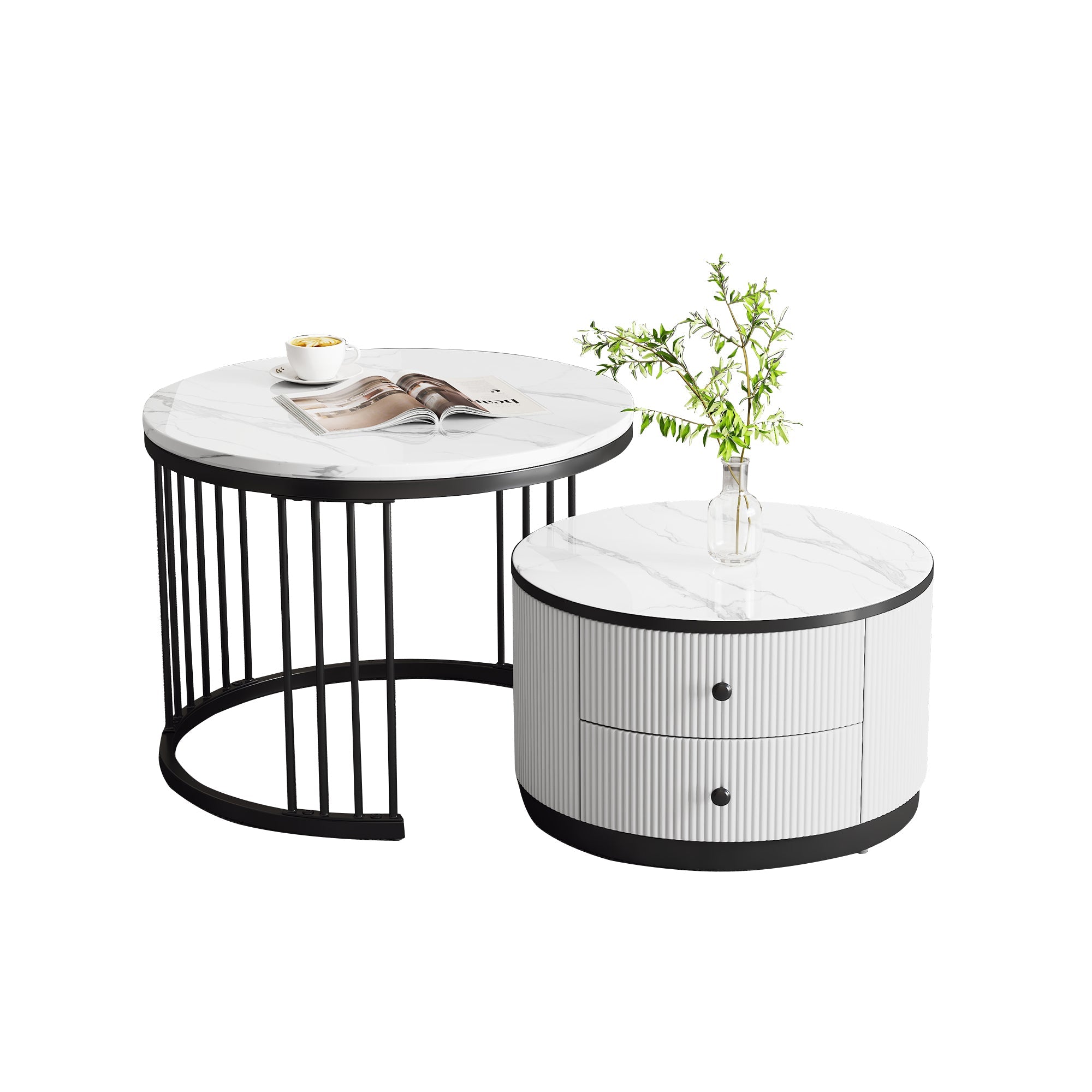 Logidon Elegante salontafelset in nestvorm wit 60x60 en 50x50