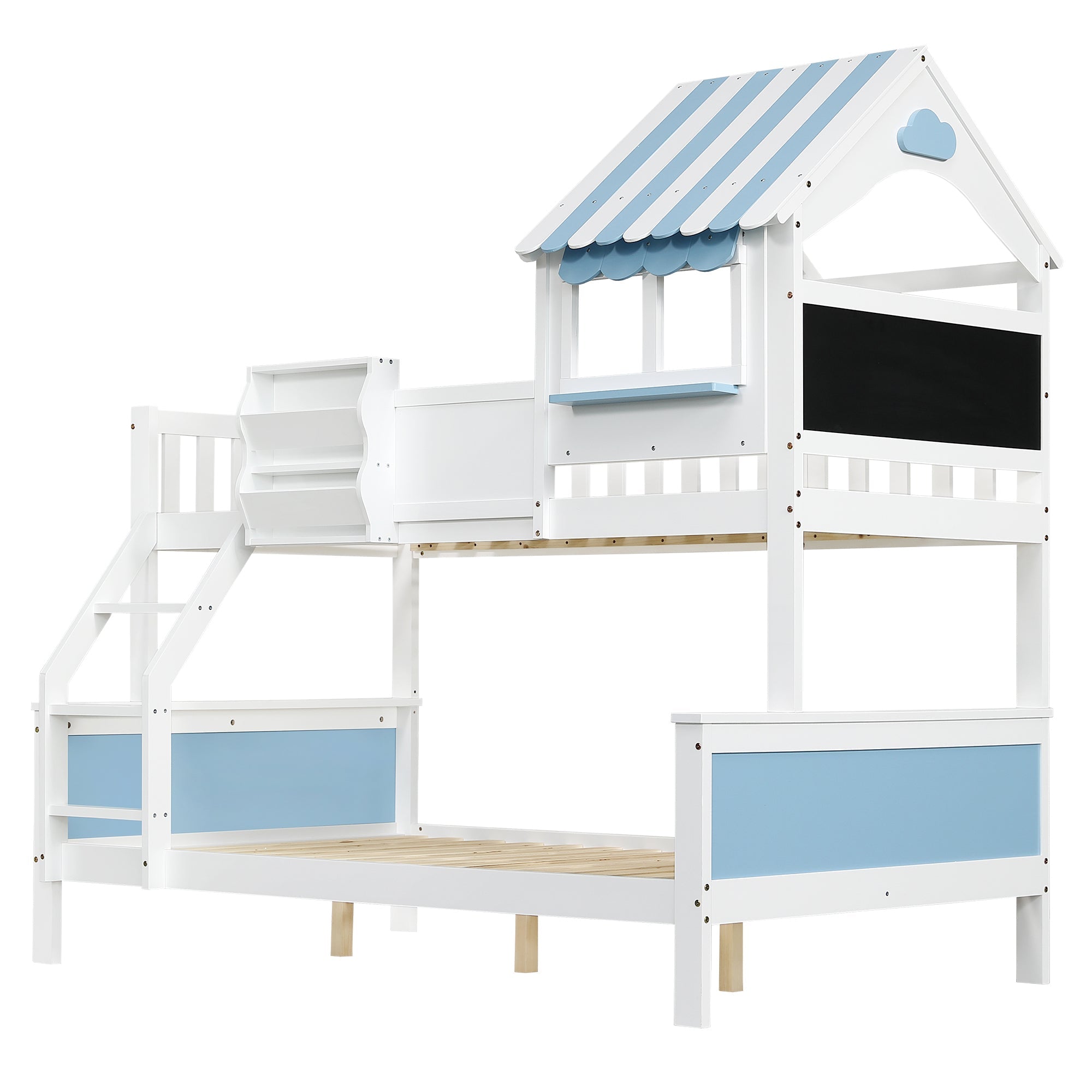 Logidon stapelbed kinderbed met opbergruimte 90x200/120x200 wit-blauw