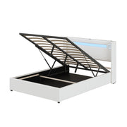 Logidon gestoffeerd bed 140x200 wit LED-licht USB Bluetooth opbergruimte