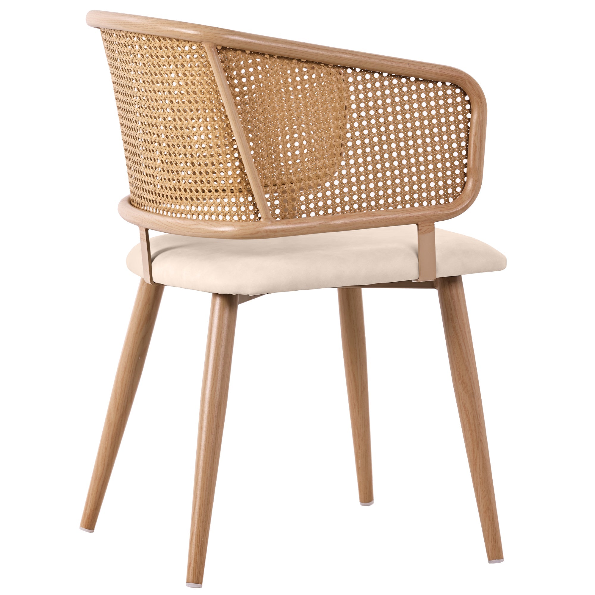 Logidon Stoelenset 6 Rotan Rugleuning PU-leer Zitkussen Beige