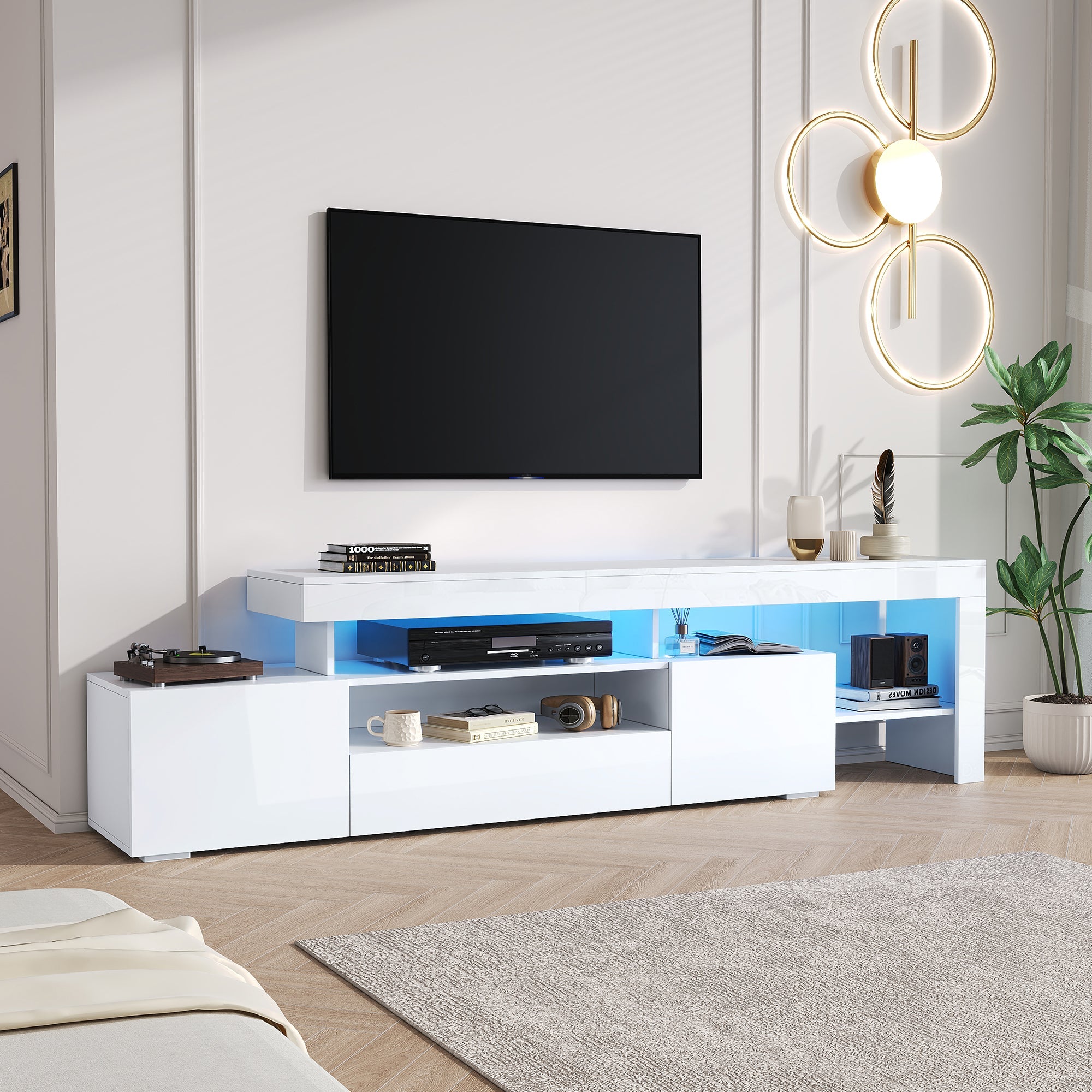 Logidon TV-meubel 192 x 37 x 53 cm witte hoogglans LED-verlichting
