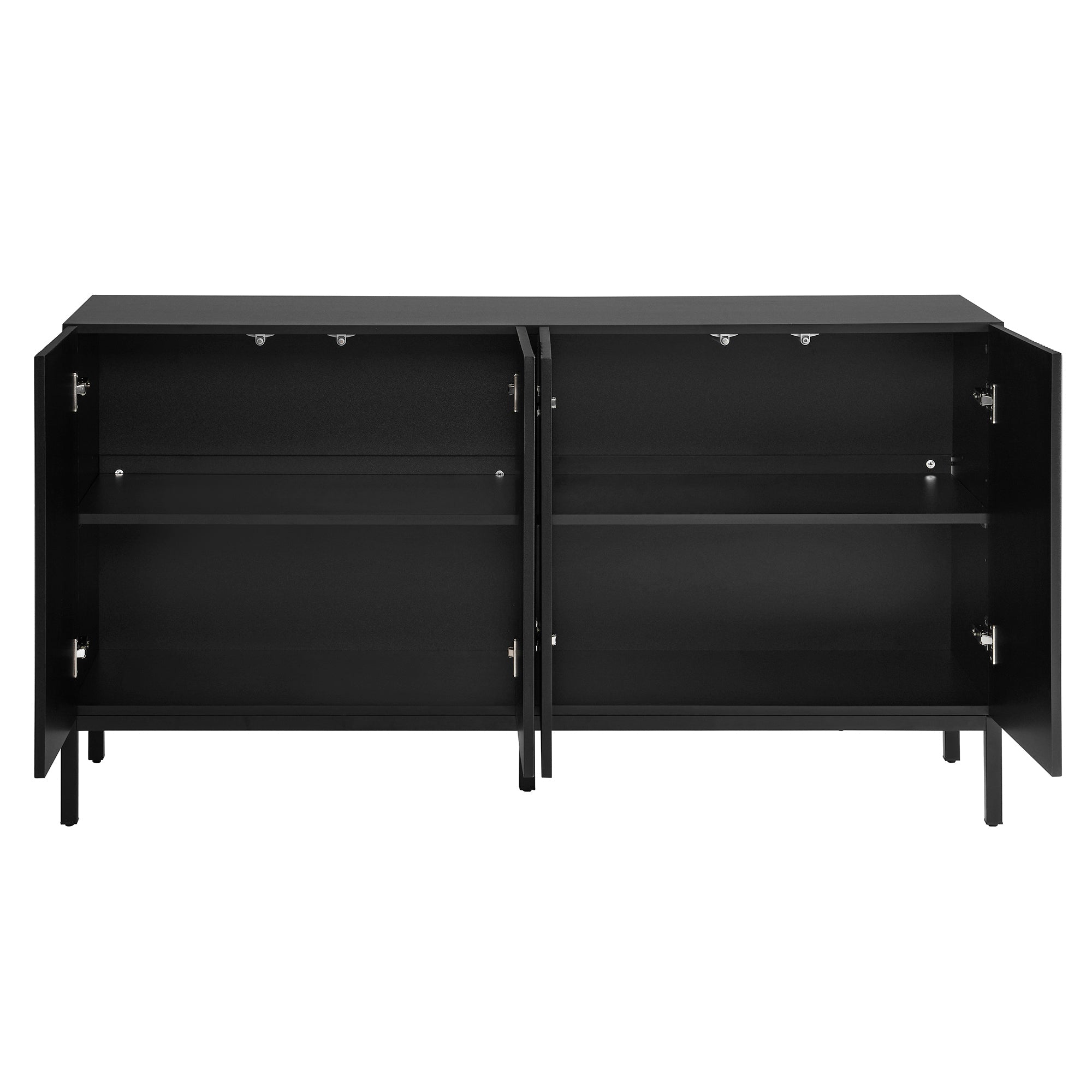 Logidon Modern Dressoir 4-deurs Greeploos Zwart 145x41x80 cm
