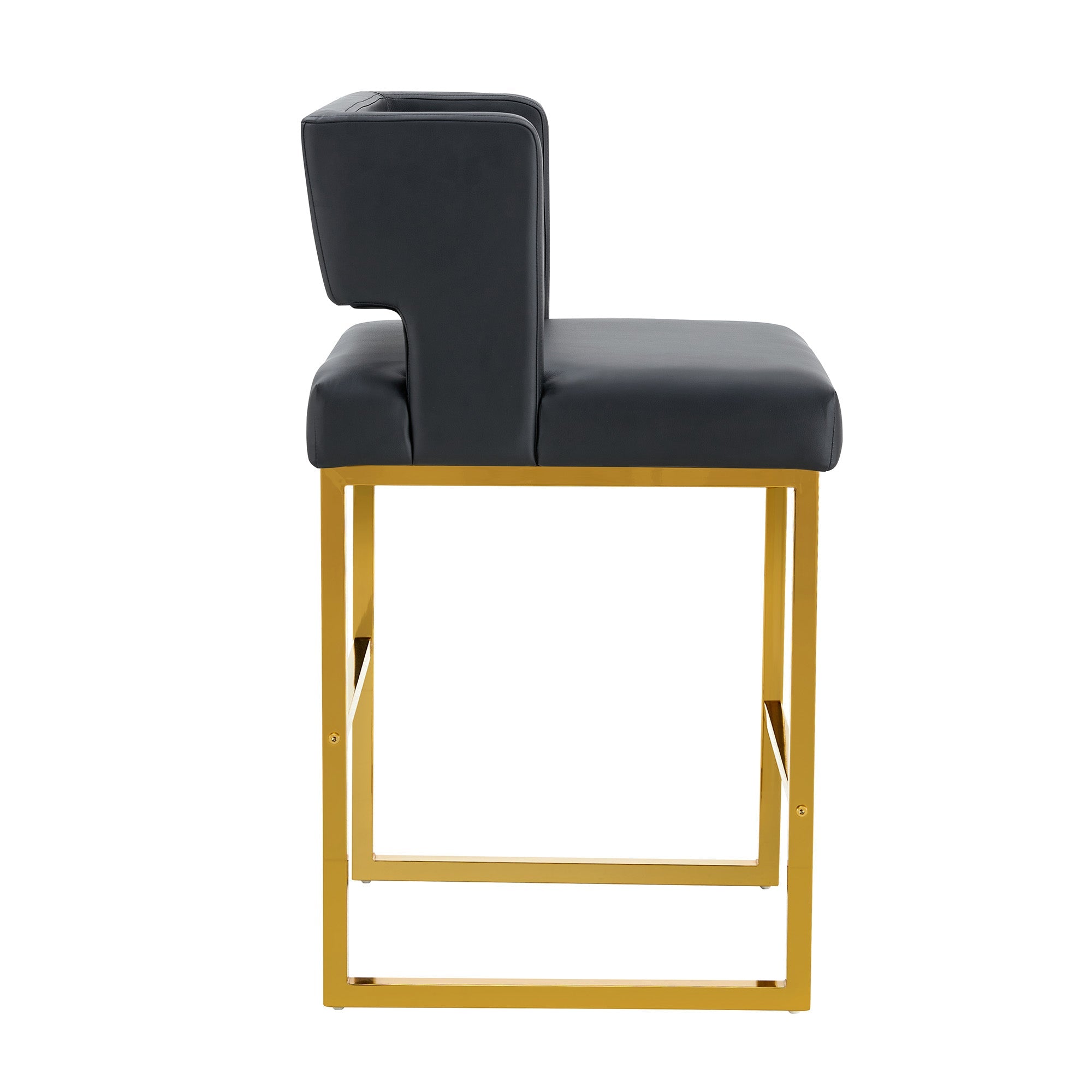 Logidon Barkruk Set 2 Zwart Kunstleer Gouden Poten Nordic