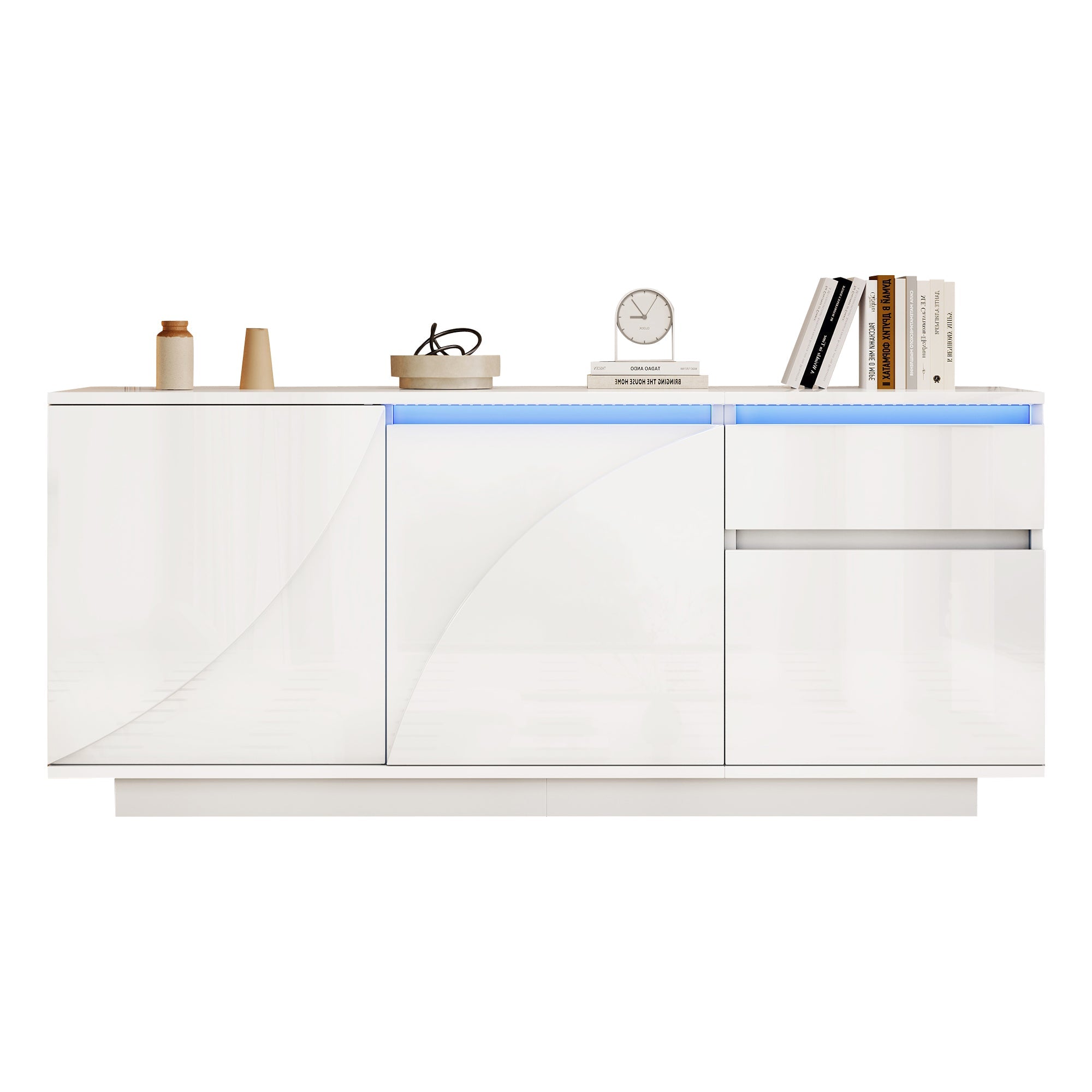 Logidon 140 x 40 x 60 cm hoogglans dressoir wit met LED