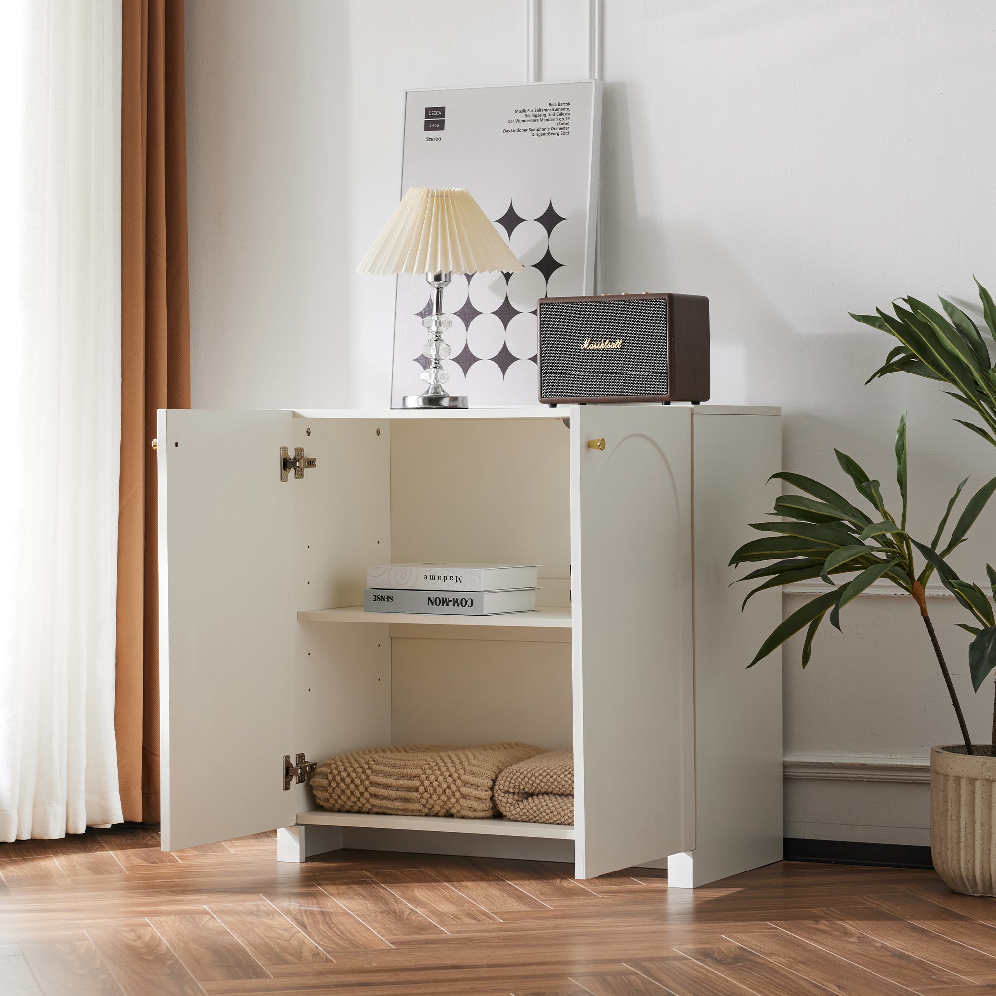 Logidon sideboard cream white 80x40x80 cm two doors highboard