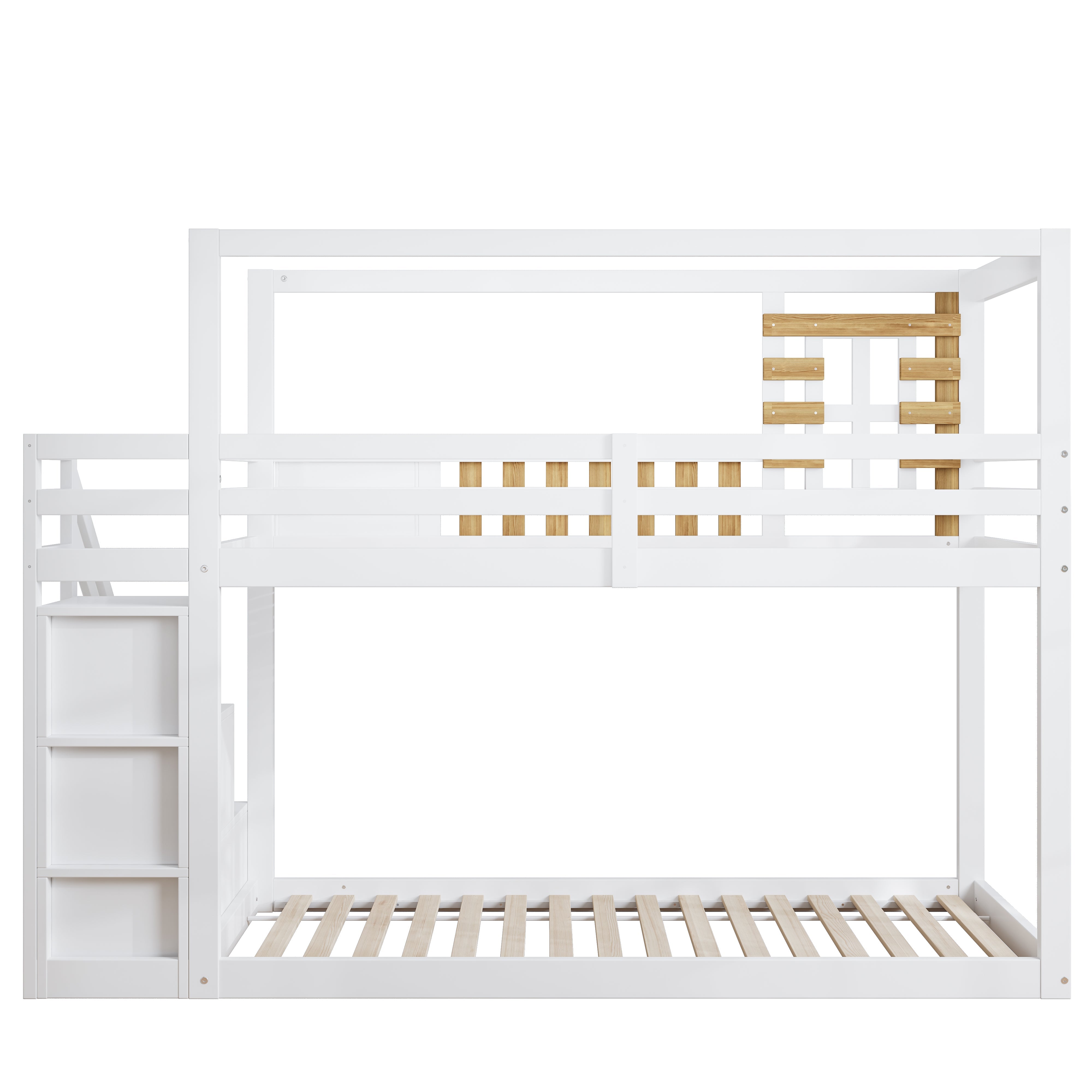 Logidon Bunk Bed With Stairs Window Pine Wood White 90x200 cm