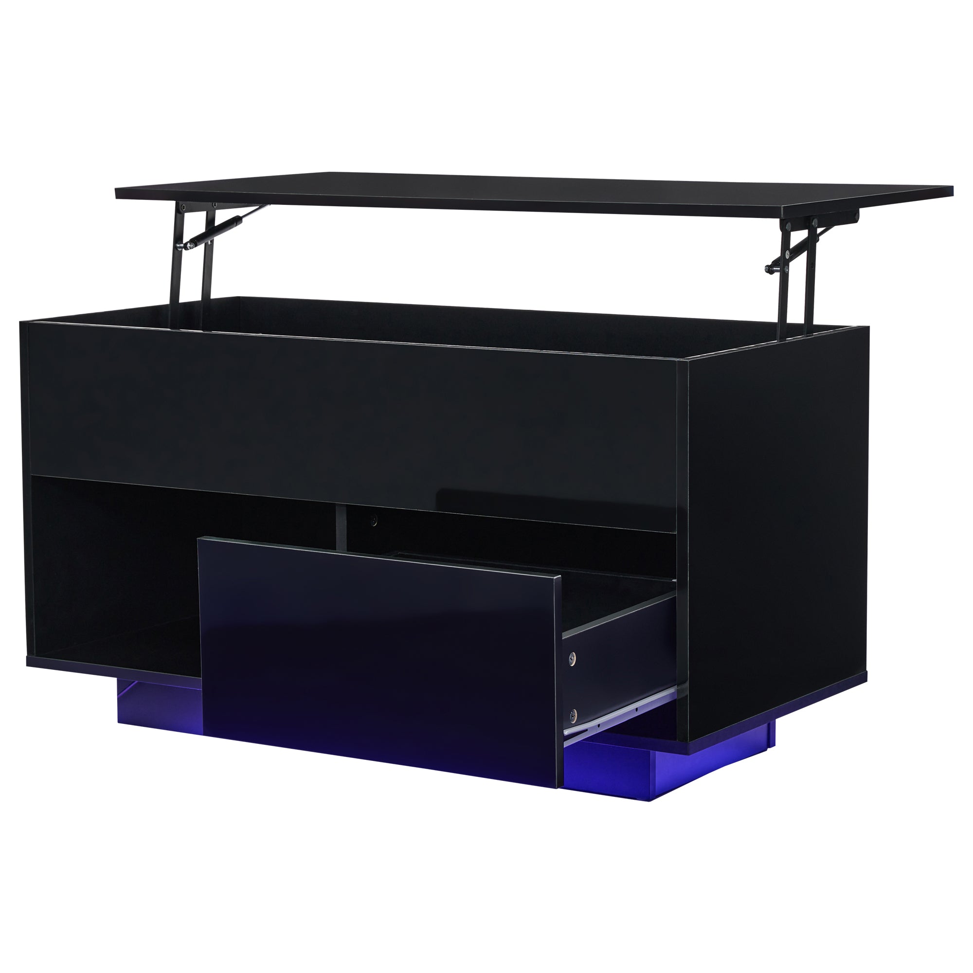 Logidon hoogglans salontafel 100x50x55 cm zwart LED-verlichting