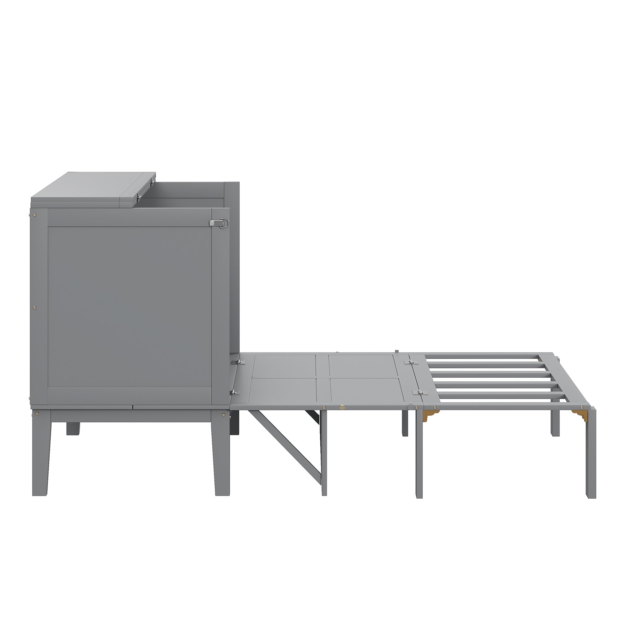 Logidon Murphy bed 90x200 grijs verticaal opklapbed met lattenbodem