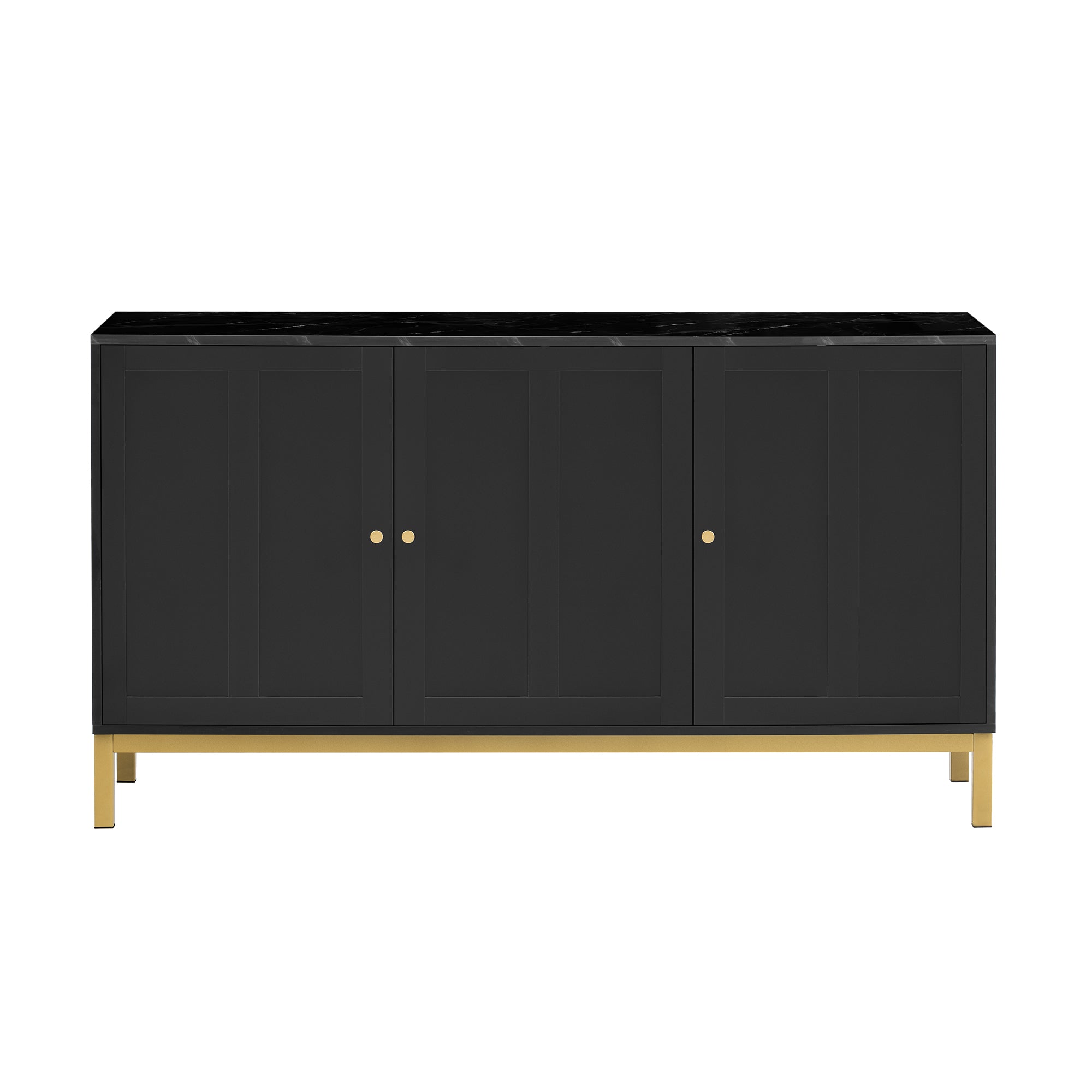 Logidon dressoir 3 deuren zwart MDF met marmerlook 140x40x78