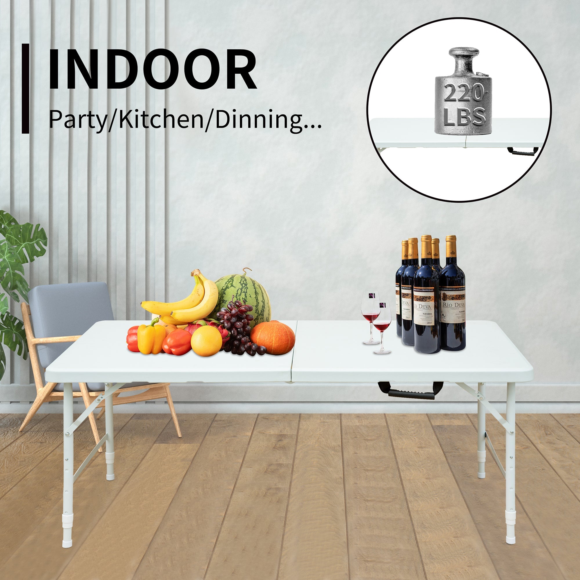 Logidon klaptafel 125 cm wit robuust stalen frame opklapbaar ontwerp