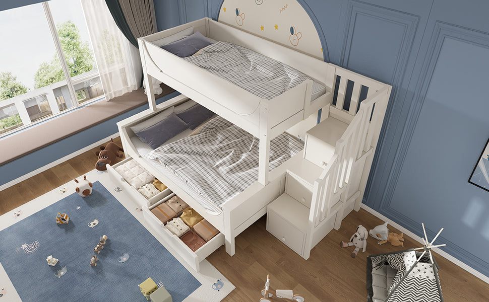 Logidon stapelbed kinderbed wit met ladderkast en lades