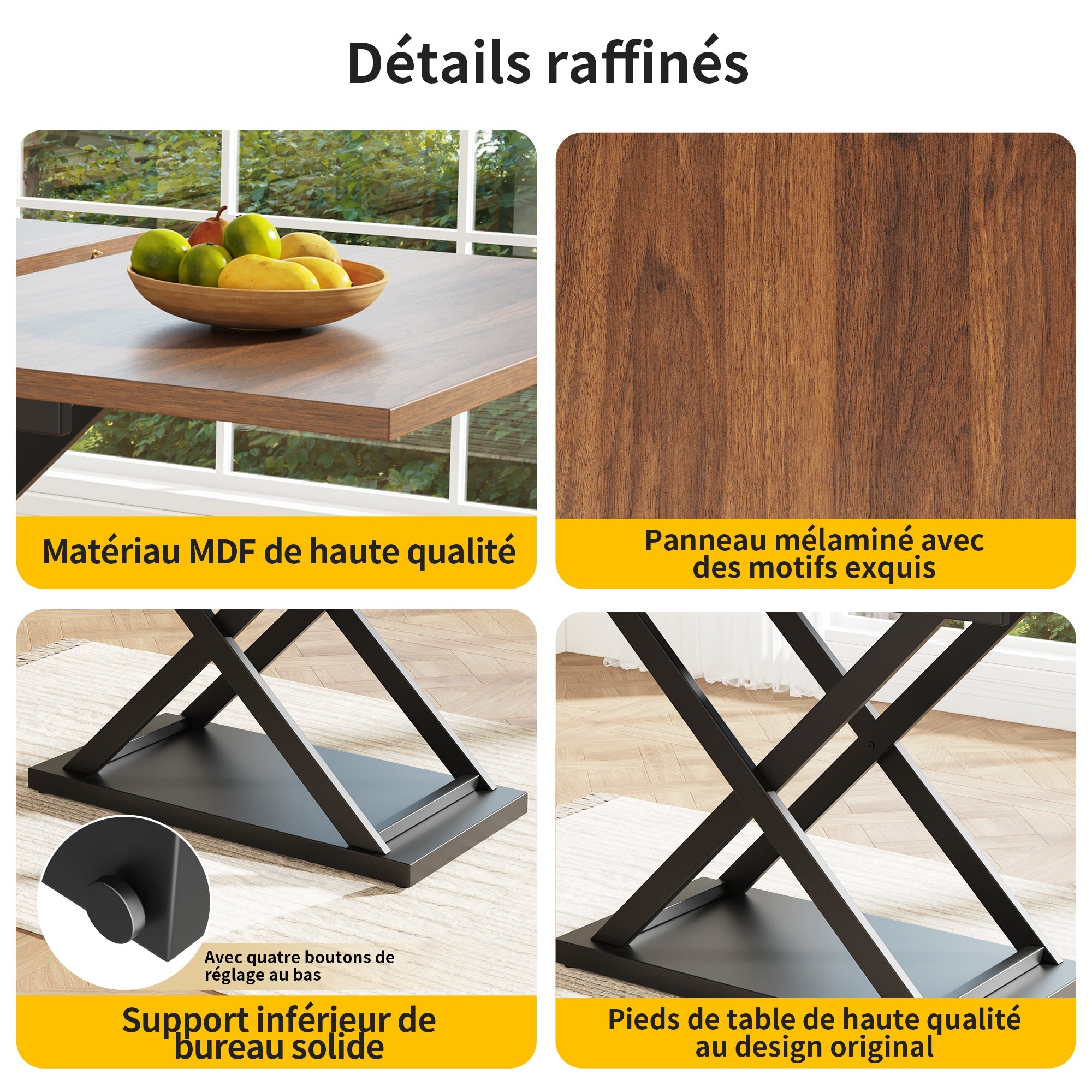 Logidon eettafel telescopisch 120-160 x 80 cm walnoot blad zwarte poten