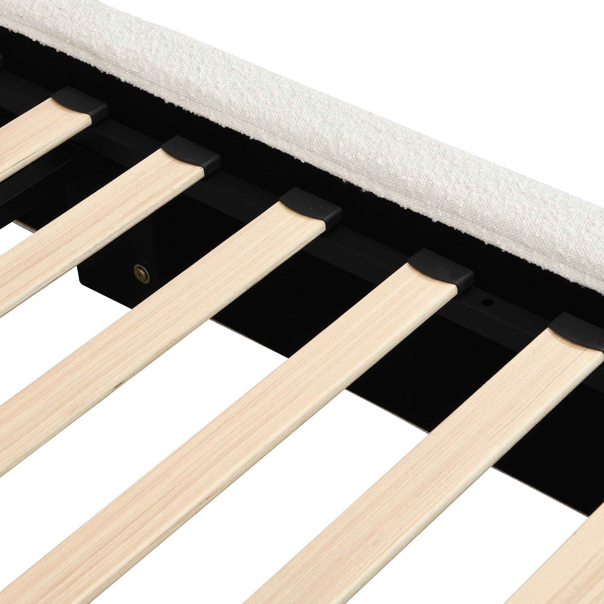 Logidon gestoffeerd bed 180x200 beige bouclé met opbergruimte hydraulische lift