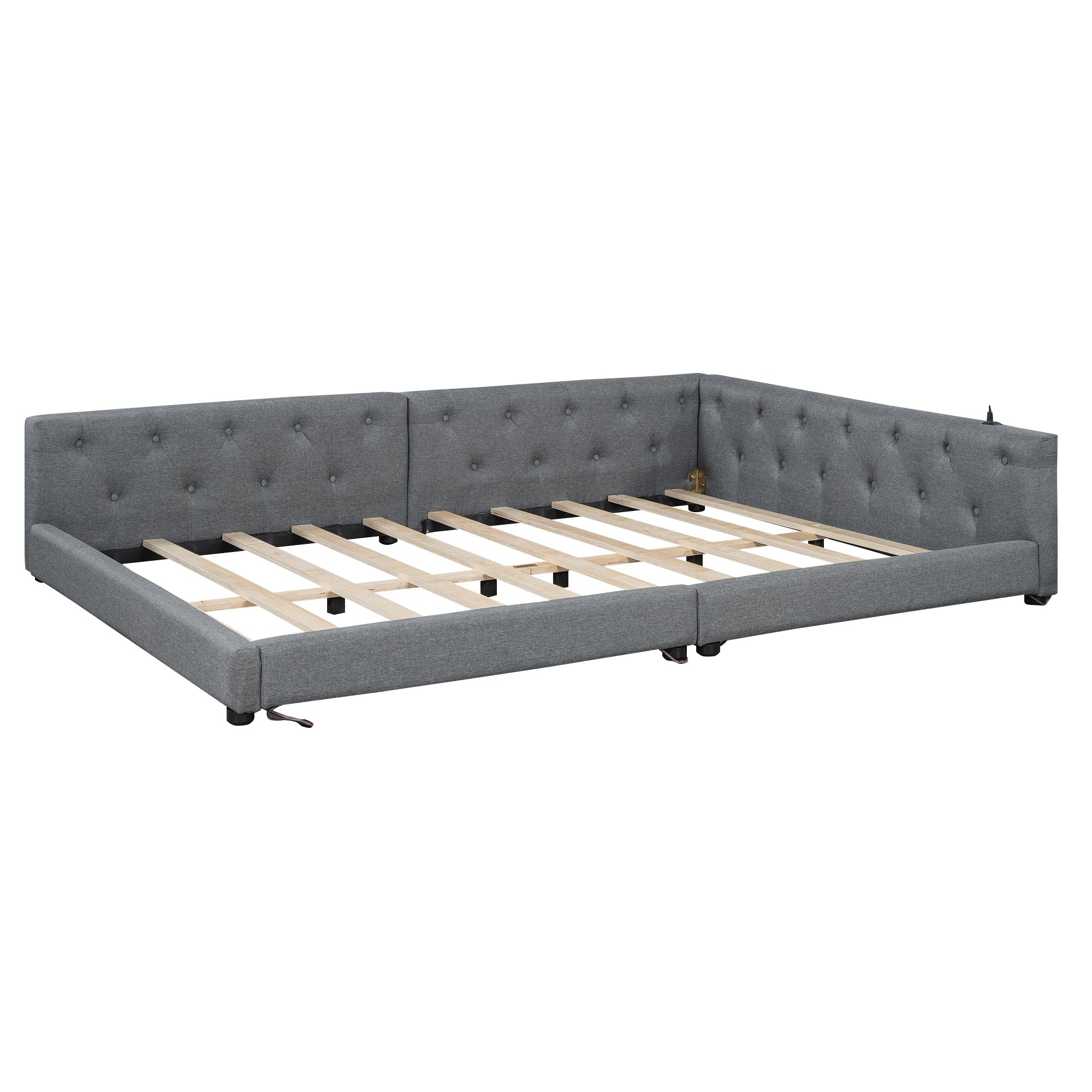 Logidon slaapbank 140x200 grijs met lattenbodem USB TypeC verlichting