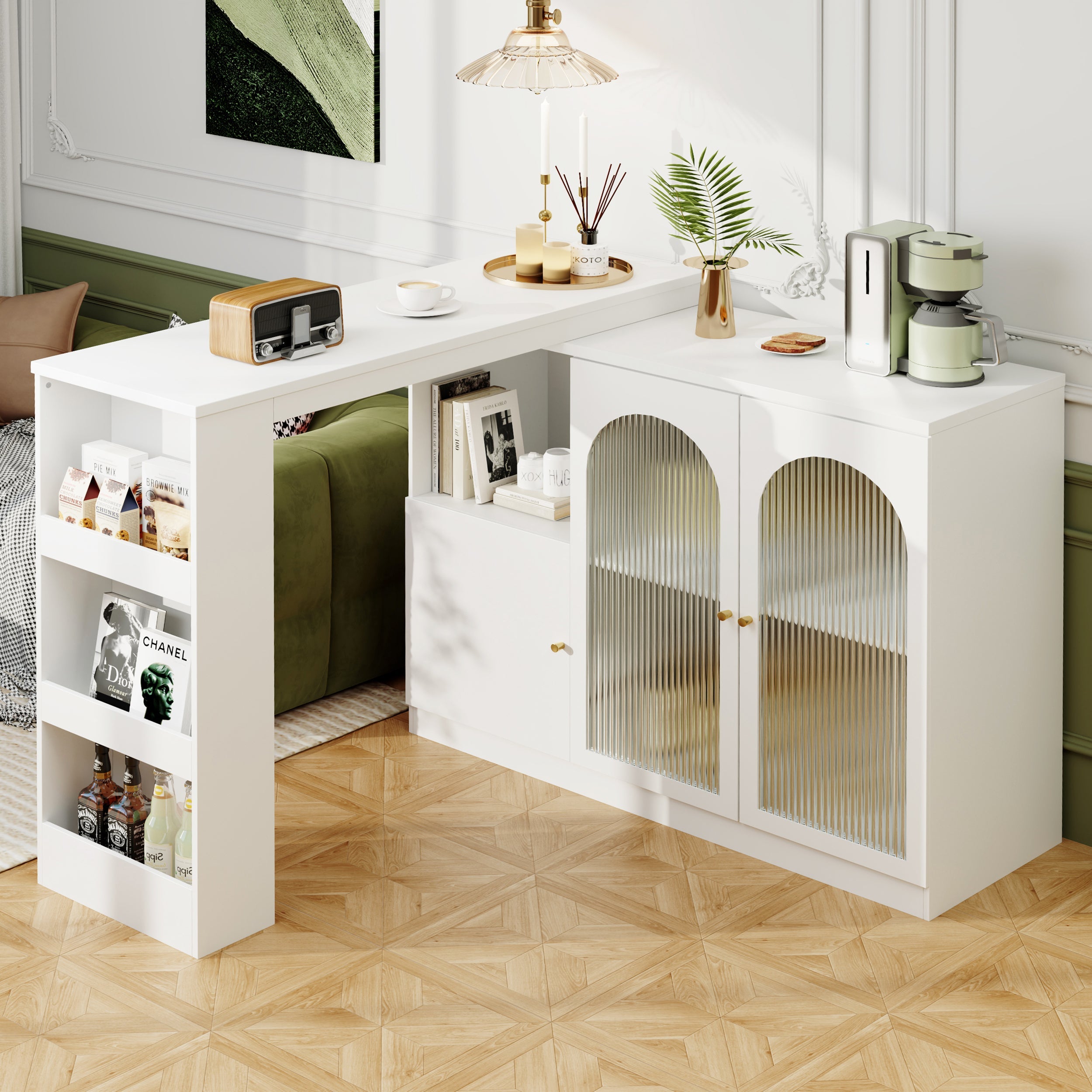 Logidon 360 graden draaibare bartafel 120x40x97 cm wit