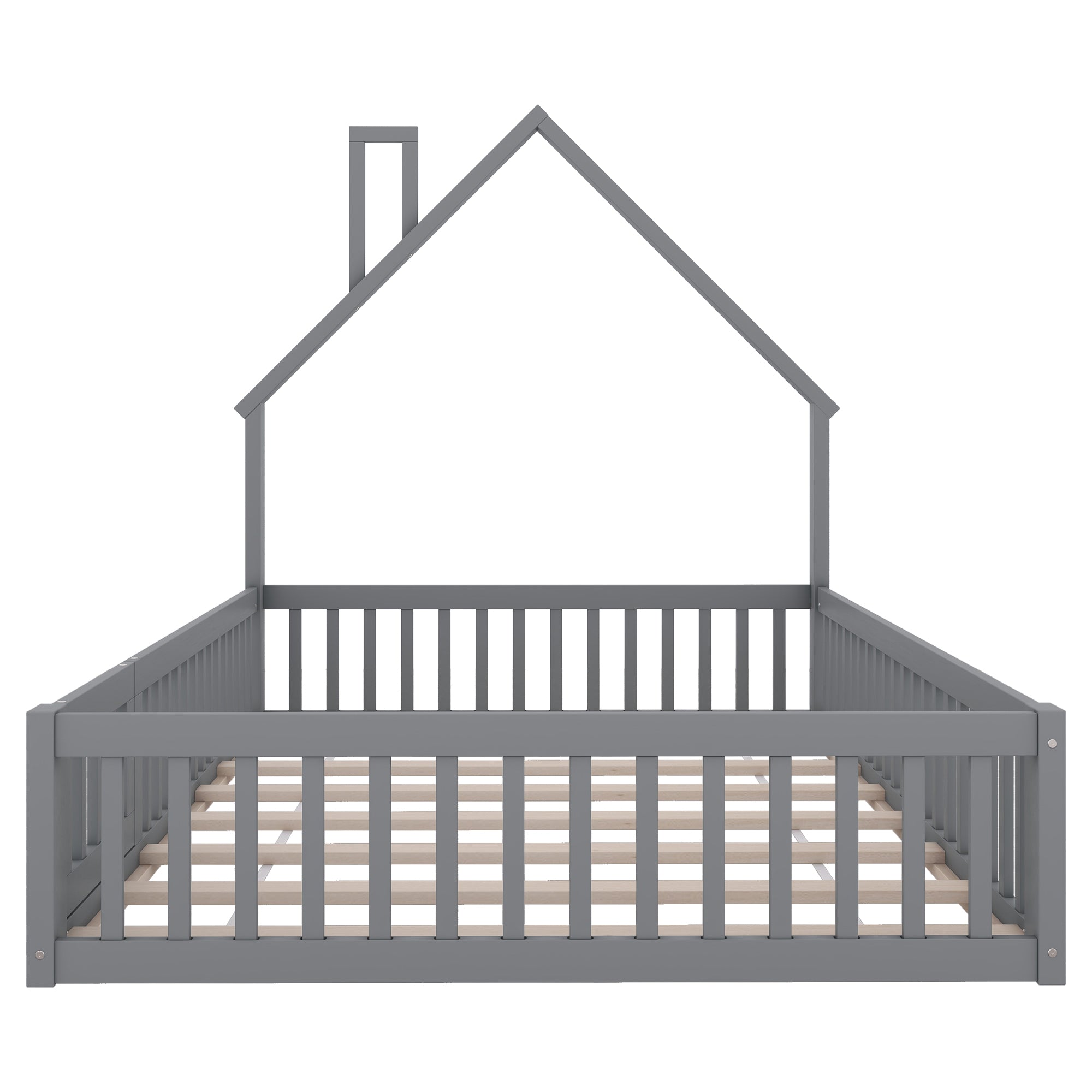 Logidon gestoffeerd bed 140x200 grijs kinderbed in schouwvorm