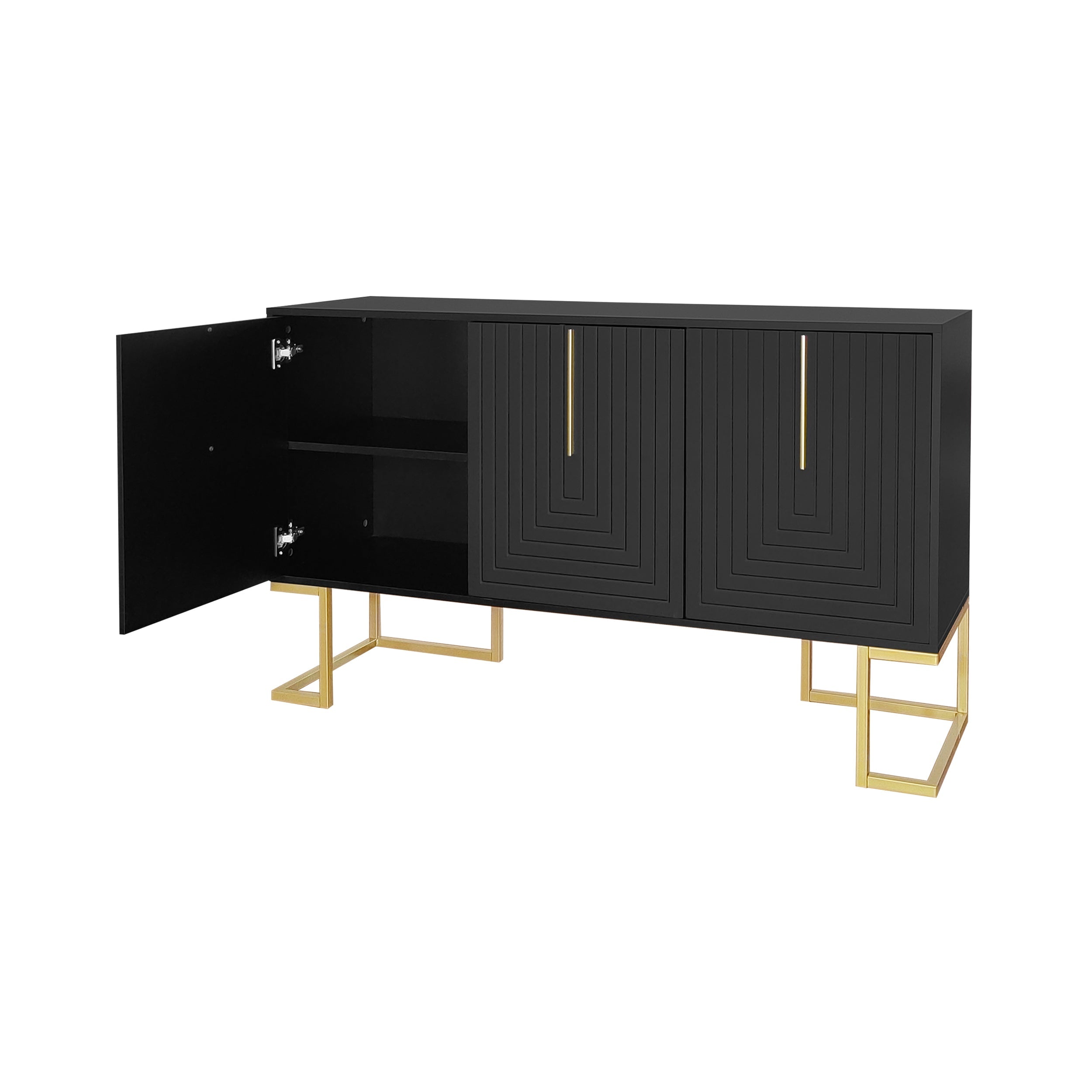 Logidon Dressoir 3 Deurs Zwart Met Verstelbare Planken