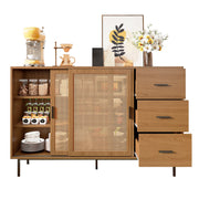 Logidon dressoir naturel 140x37x91cm met 2 schuifdeuren en 3 lades
