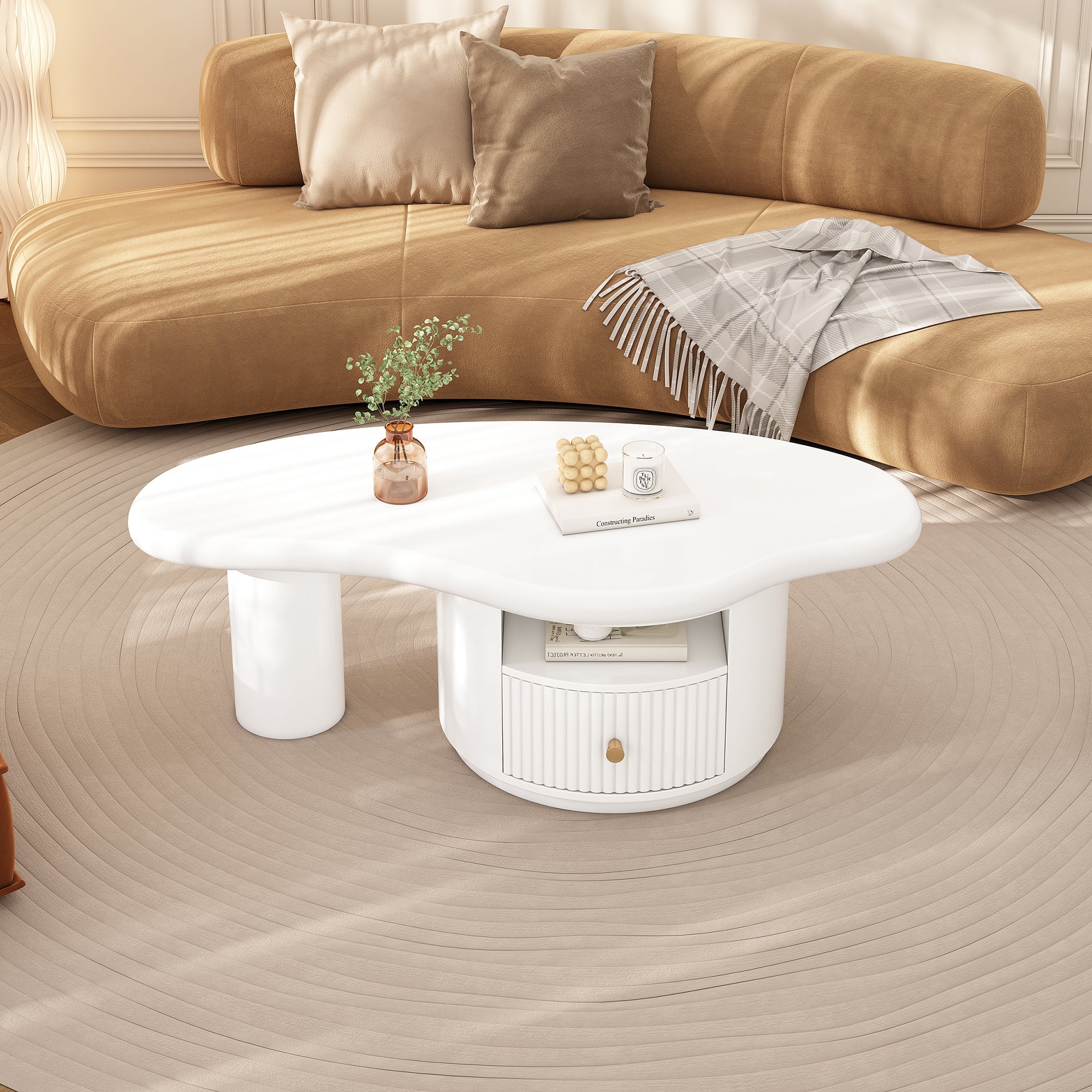 Logidon onregelmatige salontafel in wolkvorm 110x60cm wit