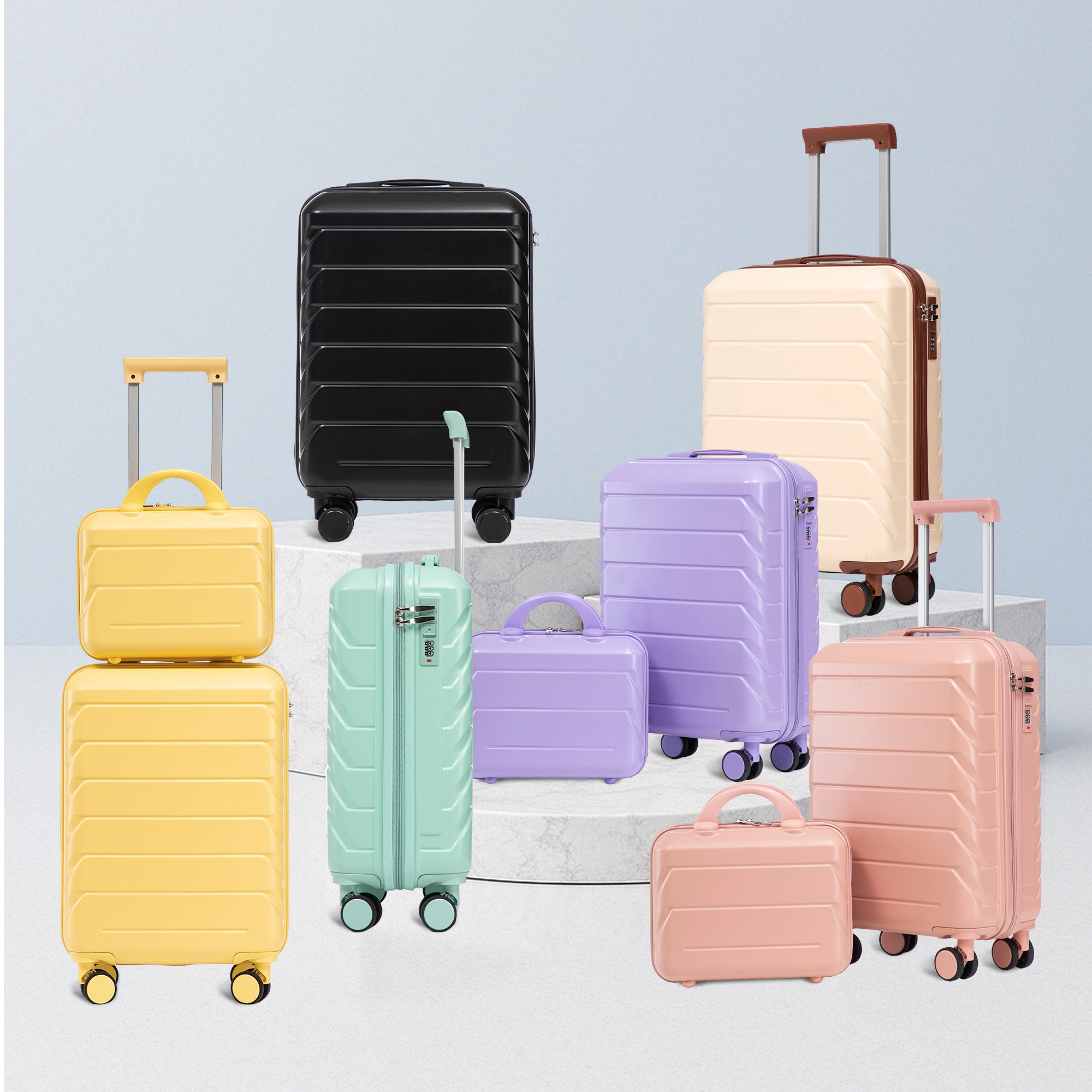 Logidon 14 en 19 inch ABS spinner kofferset mintgroen 2-delig