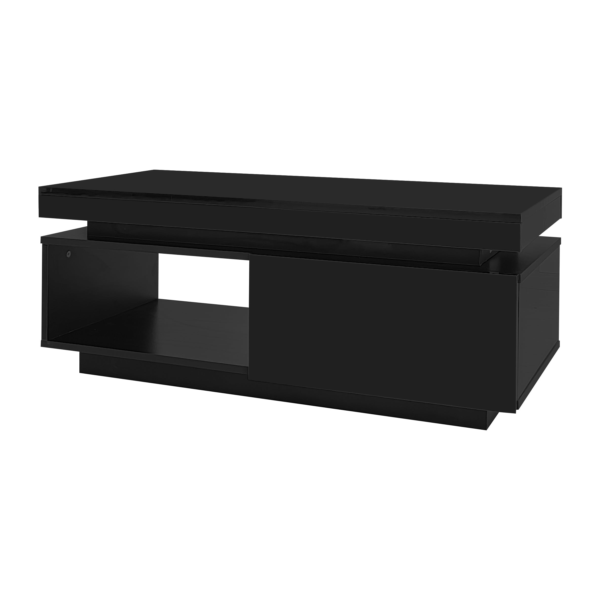 Logidon TV wall cabinet set black high gloss with LED lighting 181cm