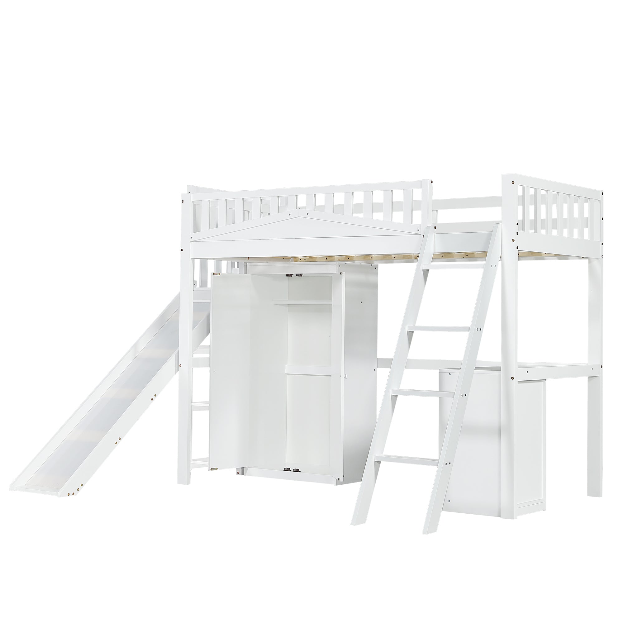 Logidon stapelbed kinderbed met tafel en kledingkast 90x200 wit