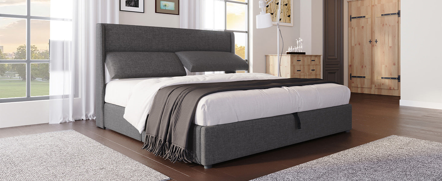Logidon gestoffeerd bed 180x200cm verstelbare hoofdsteunen met opbergruimte