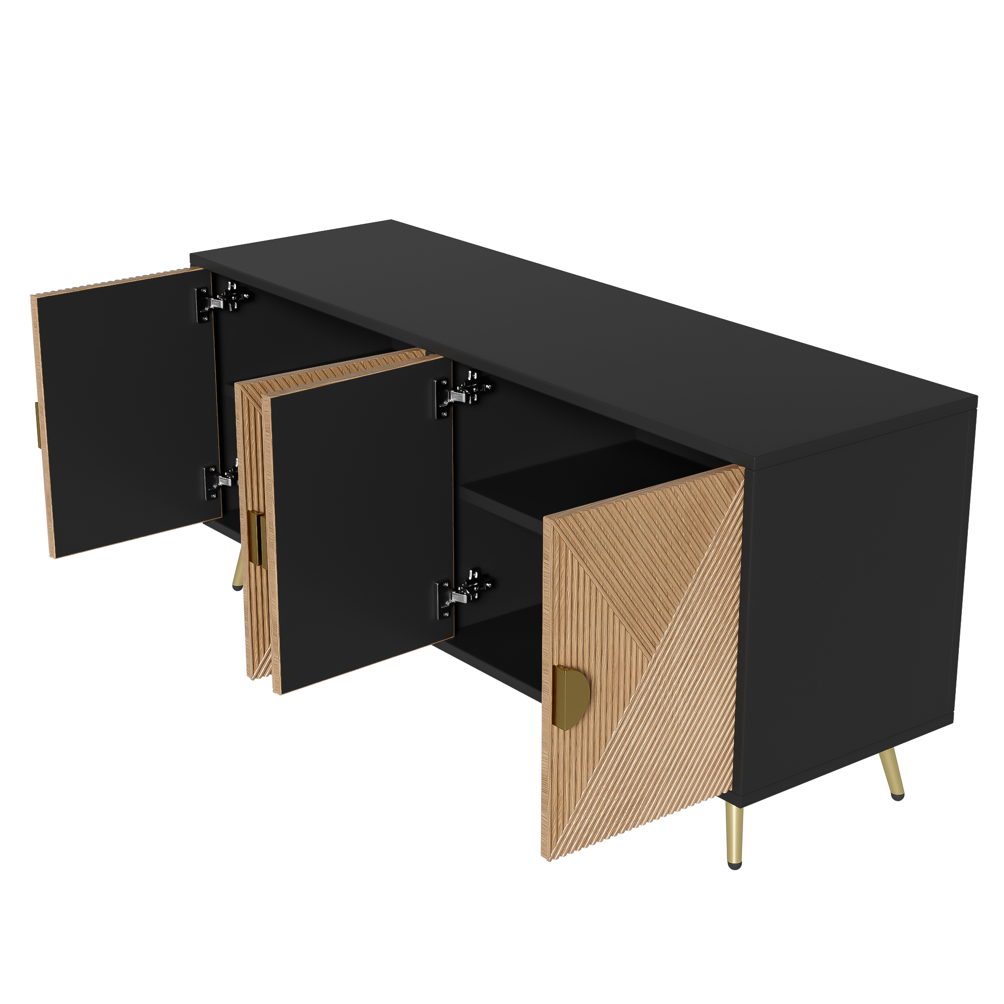 Logidon Dressoir 160 cm Bruin Vier Deuren Met Gouden Handgrepen