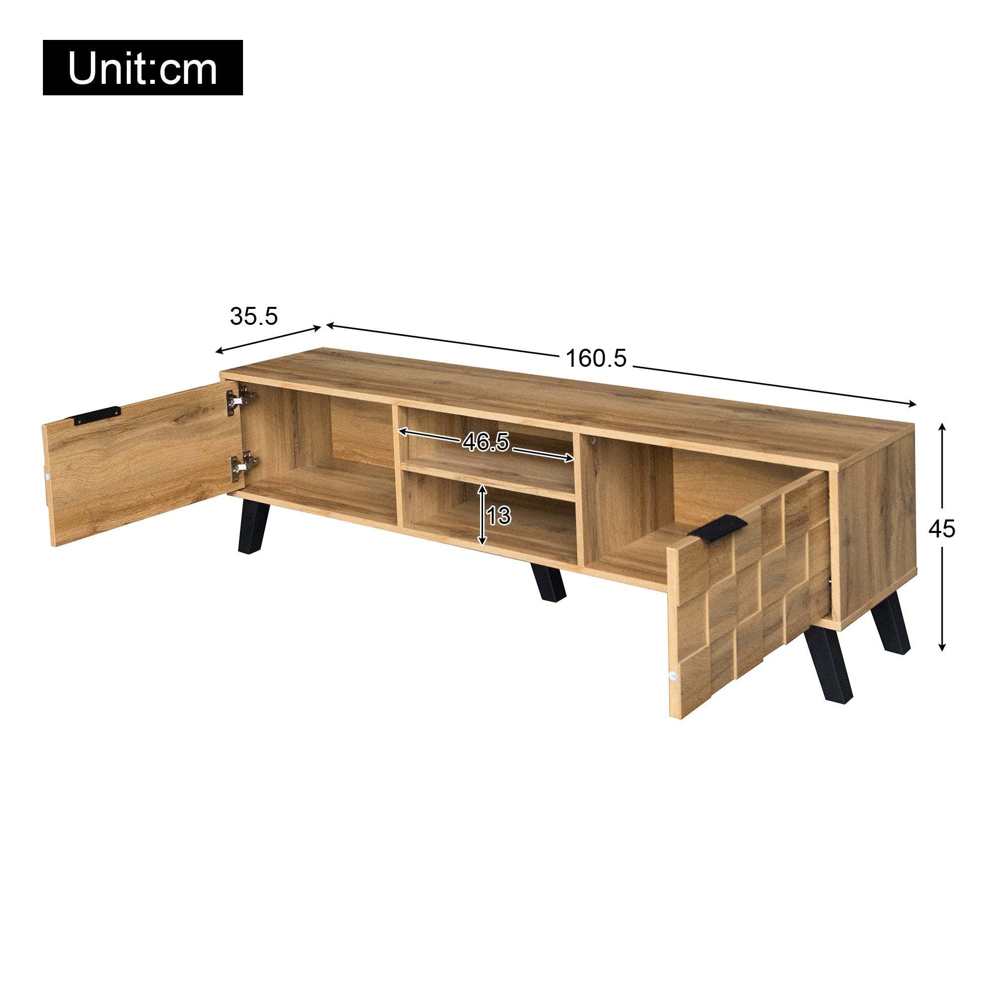 Logidon Modern TV-meubel hout 2 deuren 2 vakken 160,5x35,5x45 cm