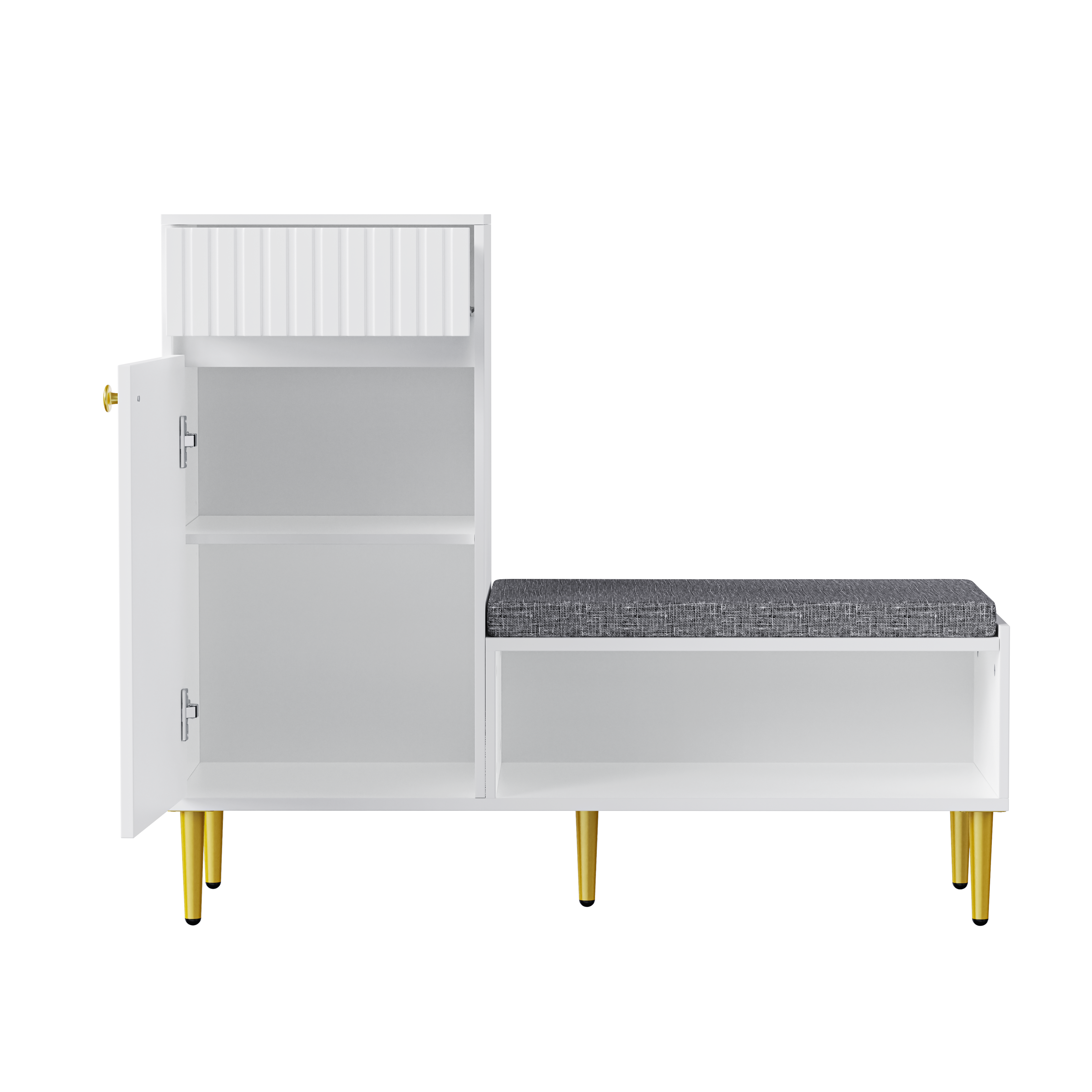 Logidon Moderne Schoenenkast Met Bank Wit 100x35x82 cm