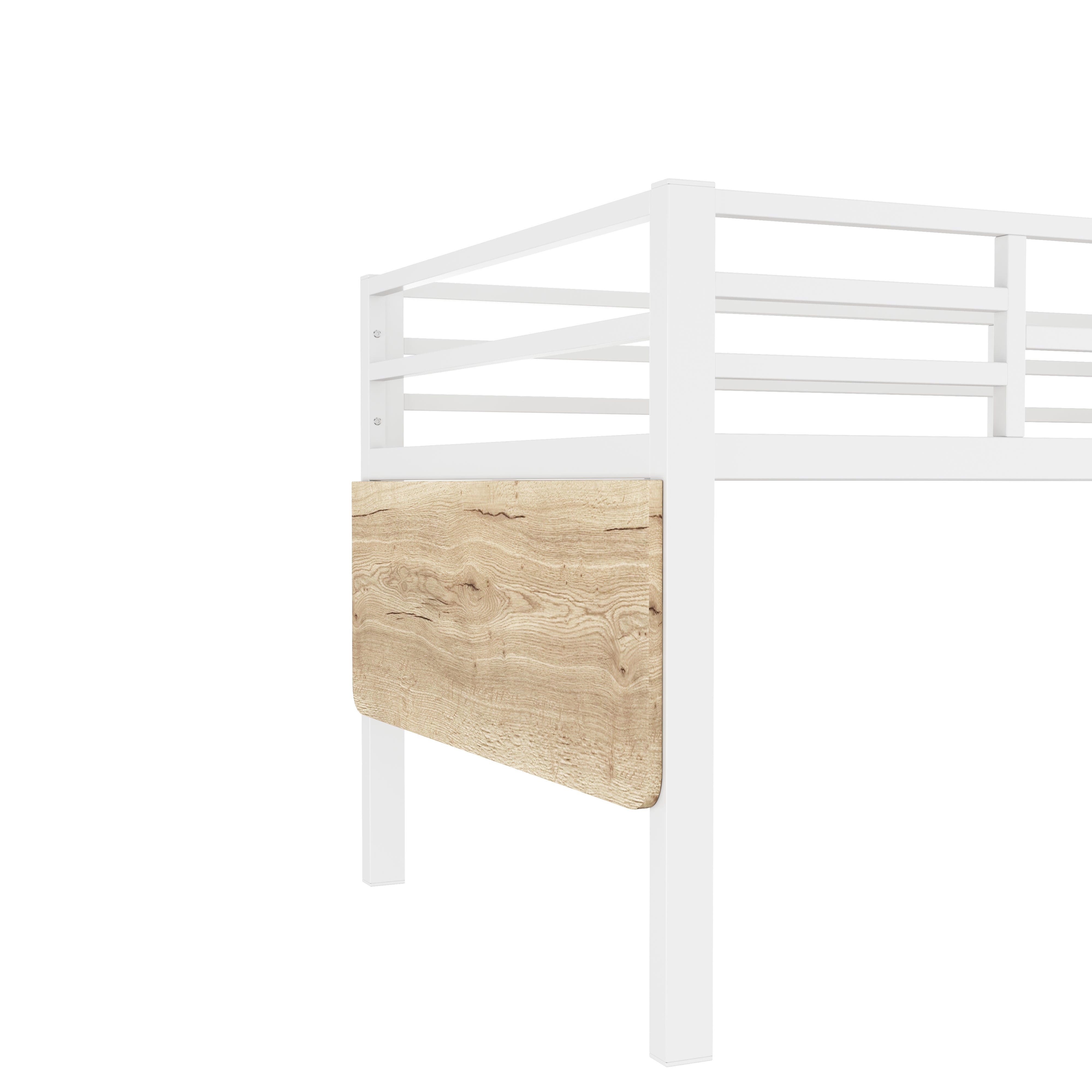 Logidon flat bed 90 x 200 cm metal bed white with railing ladder LED