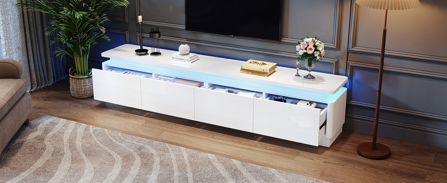 Logidon TV-meubel wit 180x34x40 cm met LED-verlichting 4 lades