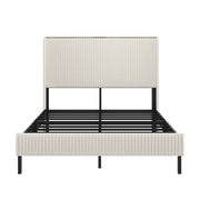 Logidon platformbed 180x200 beige corduroy vleugeldesign hoofdeinde