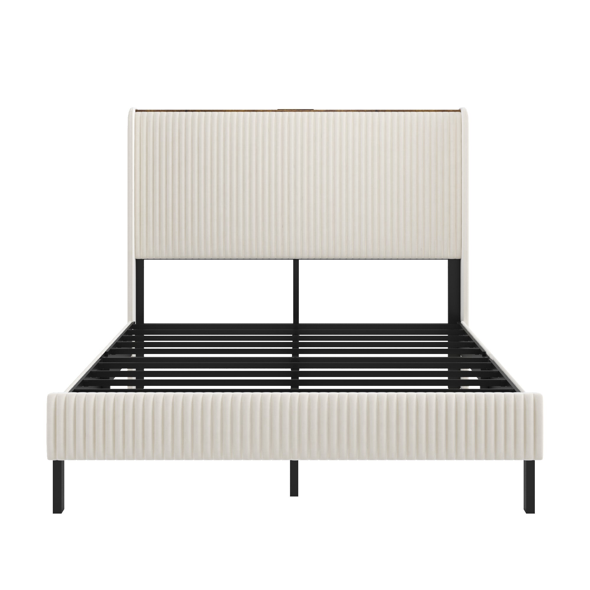 Logidon platformbed 180x200 beige corduroy vleugeldesign hoofdeinde