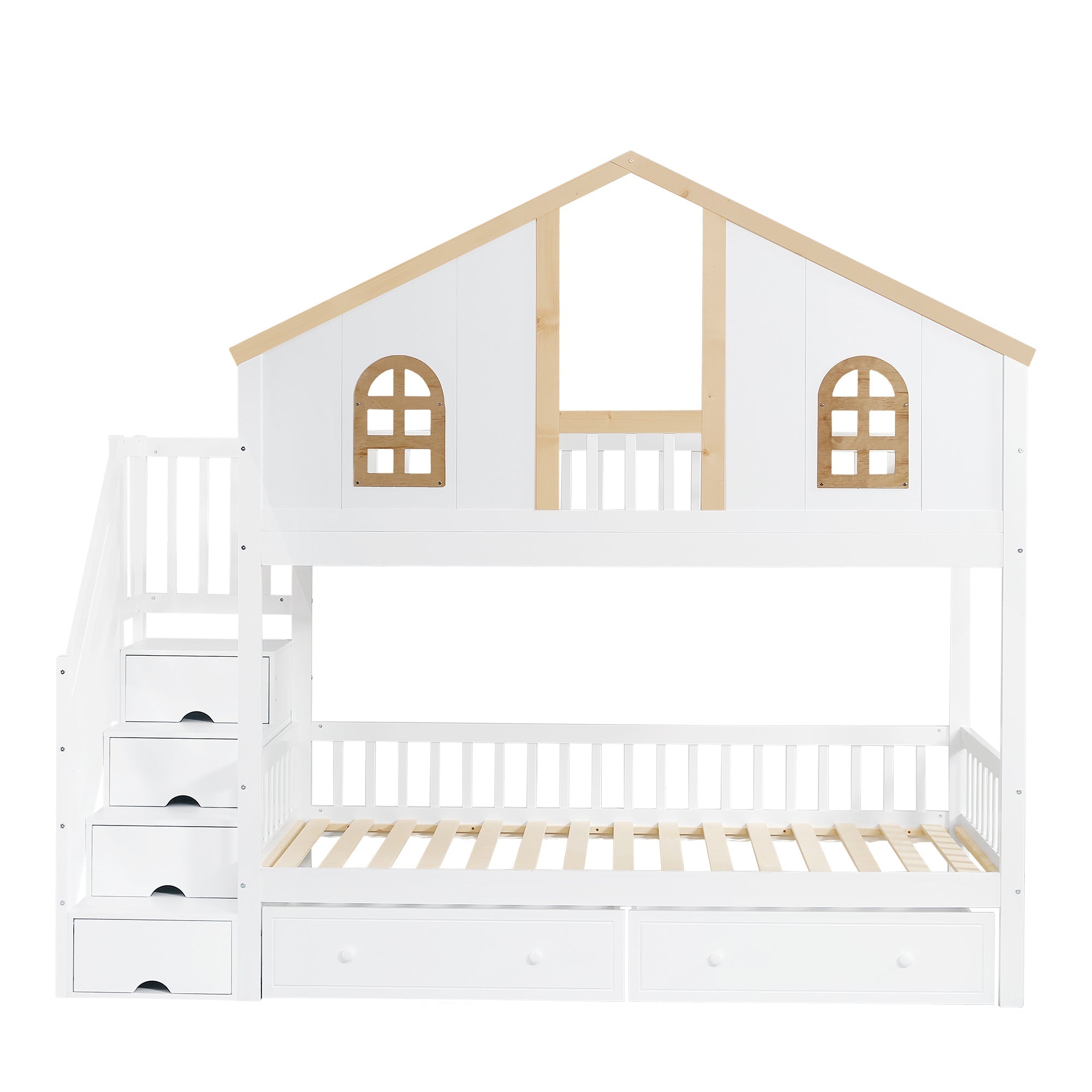 Logidon stapelbed kinderbed wit naturel 90x200 cm met raam