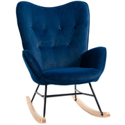 Logidon Schommelstoel met Oren Blauw Fluweel Heerlijk zitcomfort