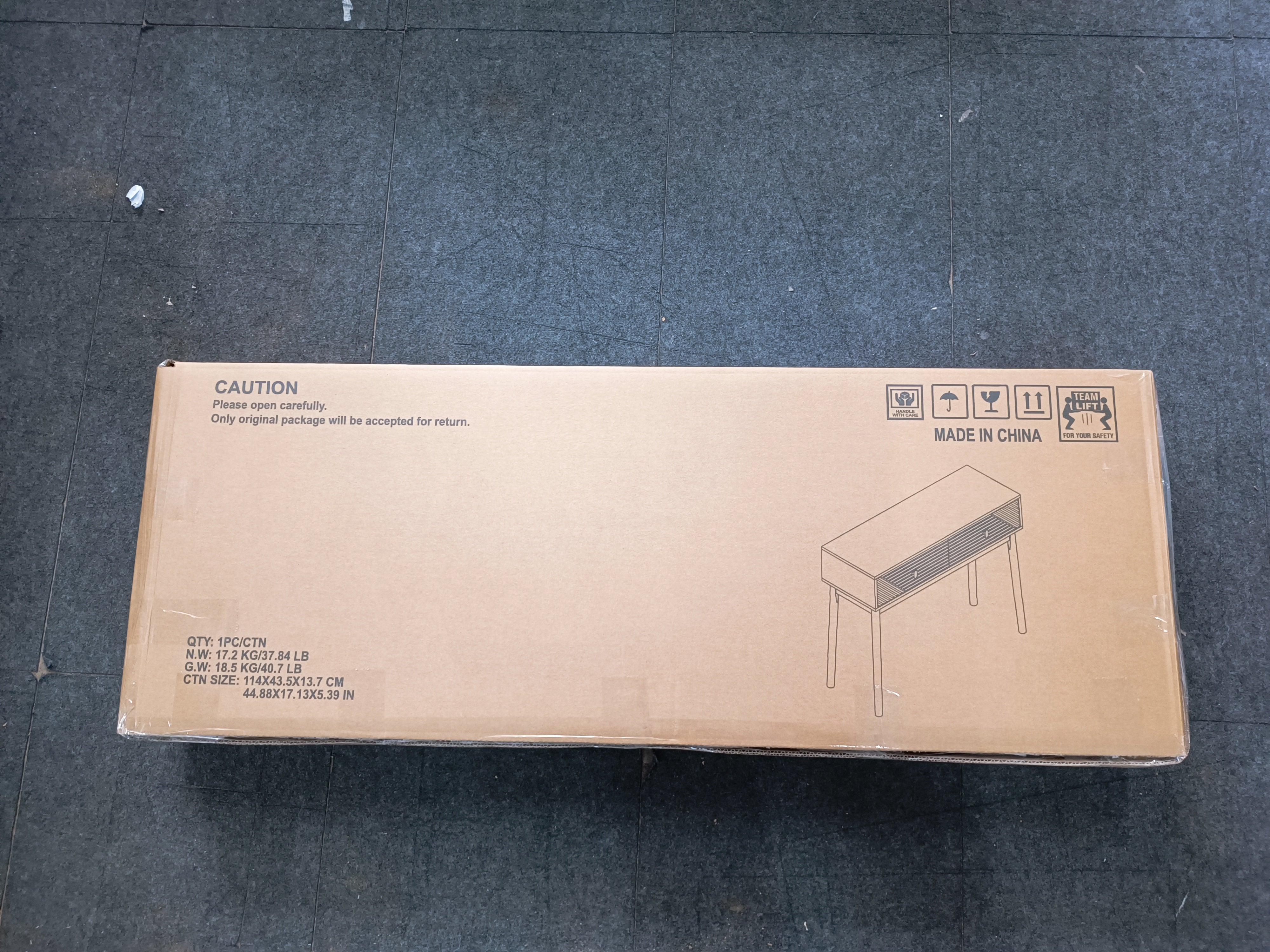 Logidon Consoletafel Walnoot 100x35x80 cm met Twee Laden