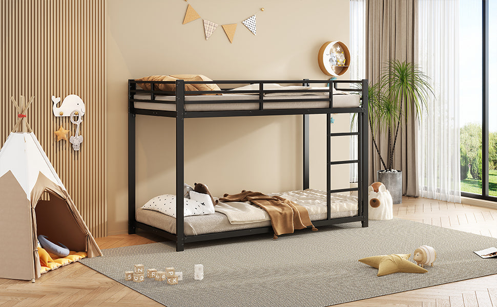 Logidon Bunk Bed Metal 90x200 Black Classic Shape Children's Bed