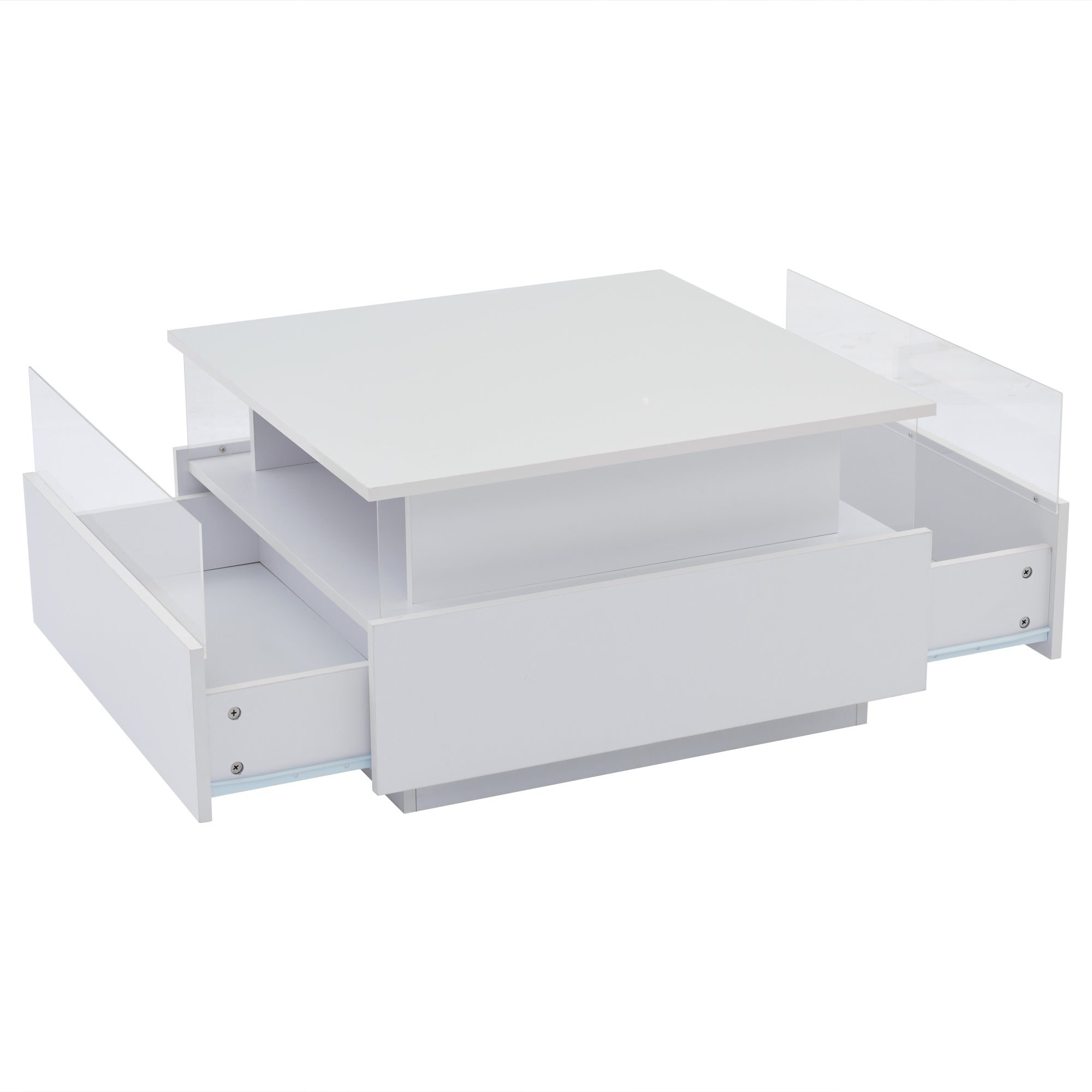 Logidon witte hoogglans salontafel 70x70x41 cm met LED-verlichting
