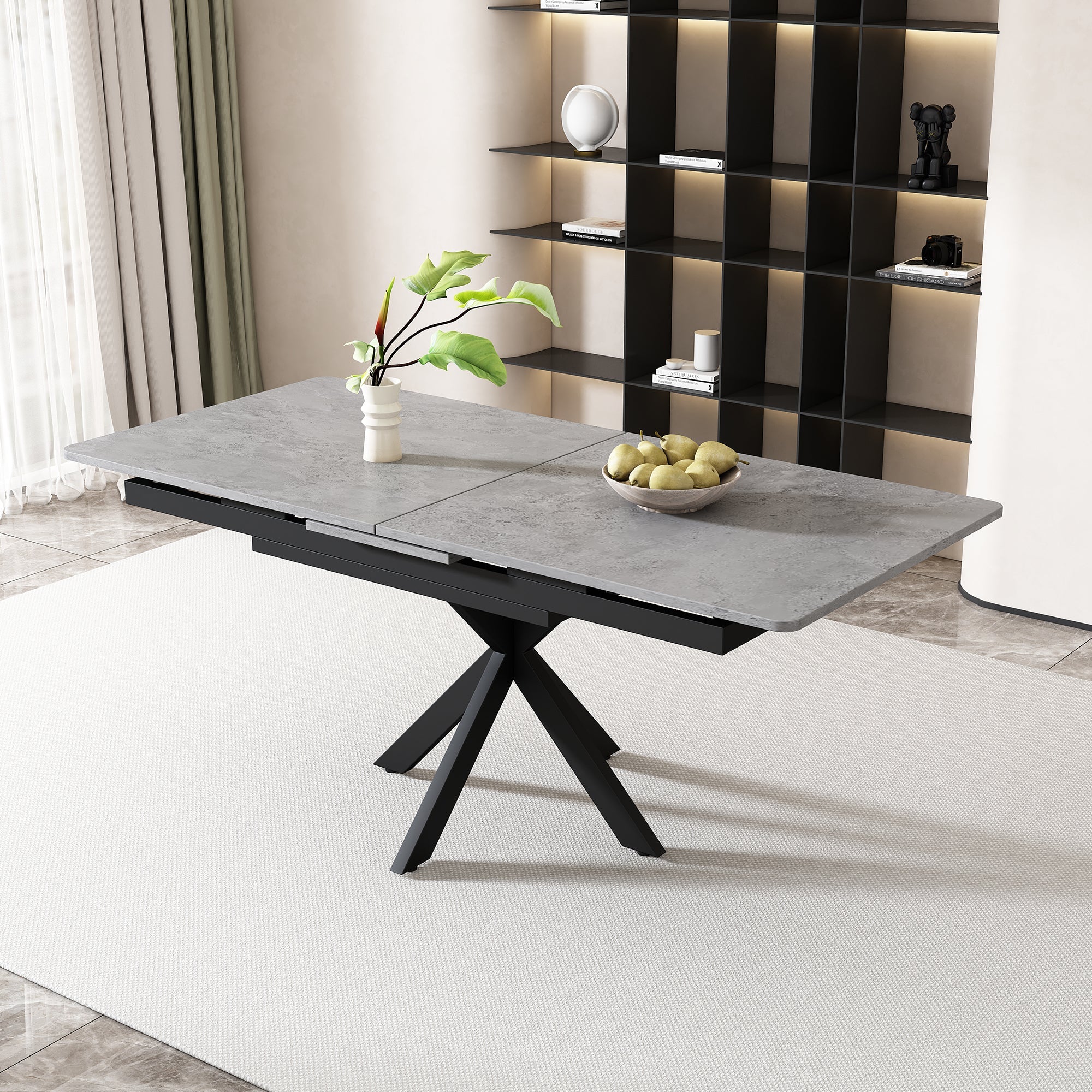 Logidon uitschuifbare eettafel 150/180x70x76 cm zwartgrijs