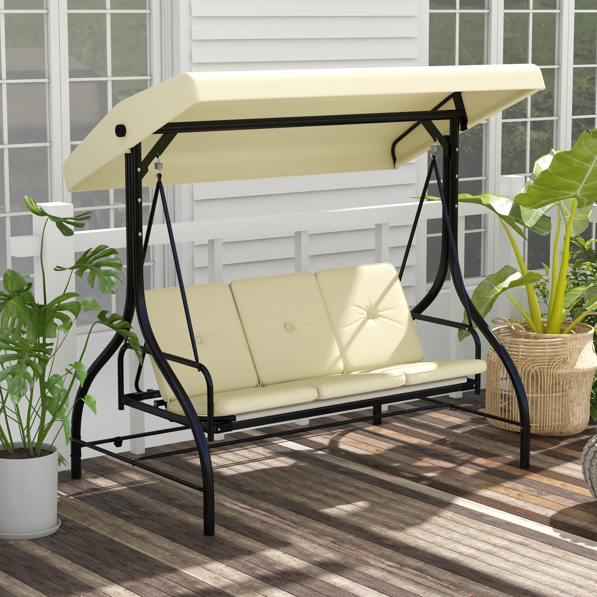 Logidon 2 in 1 Hollywood schommel ligfunctie 3 zits beige
