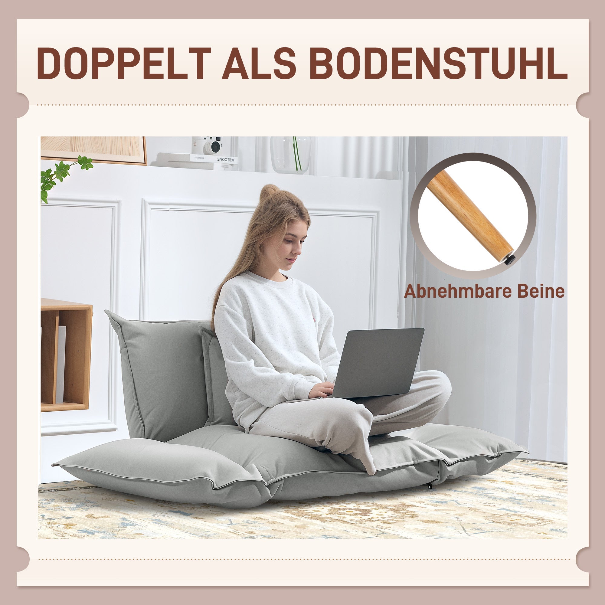 Logidon 2-in-1 relaxstoel lichtgrijs verstelbare rugleuning